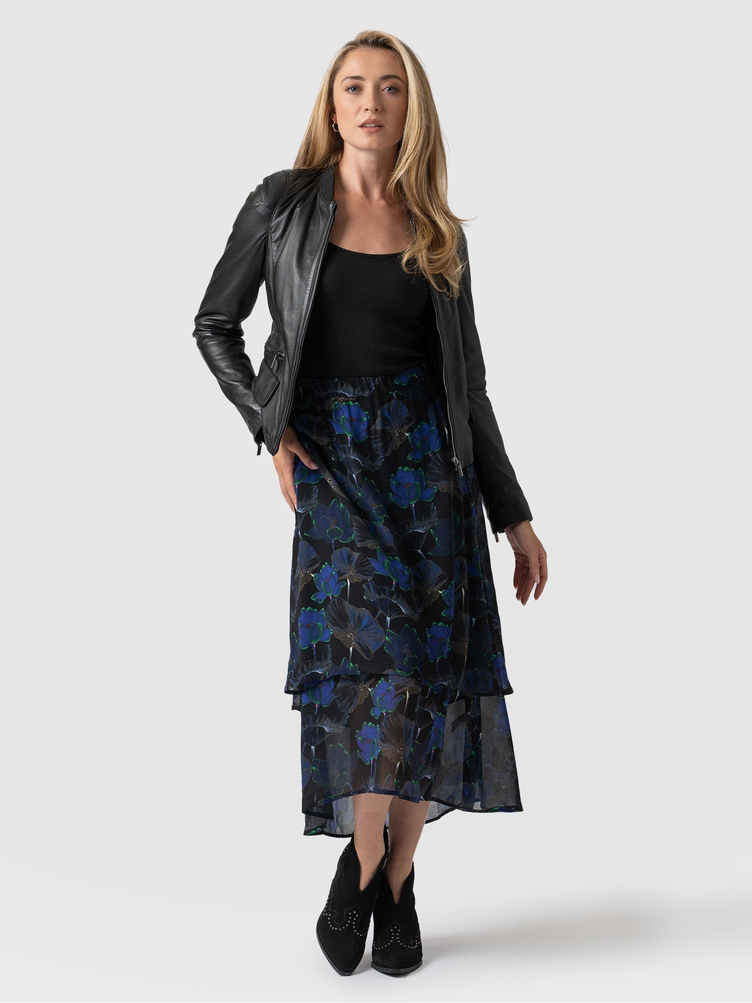 Etta Layered Skirt - Blue Flora