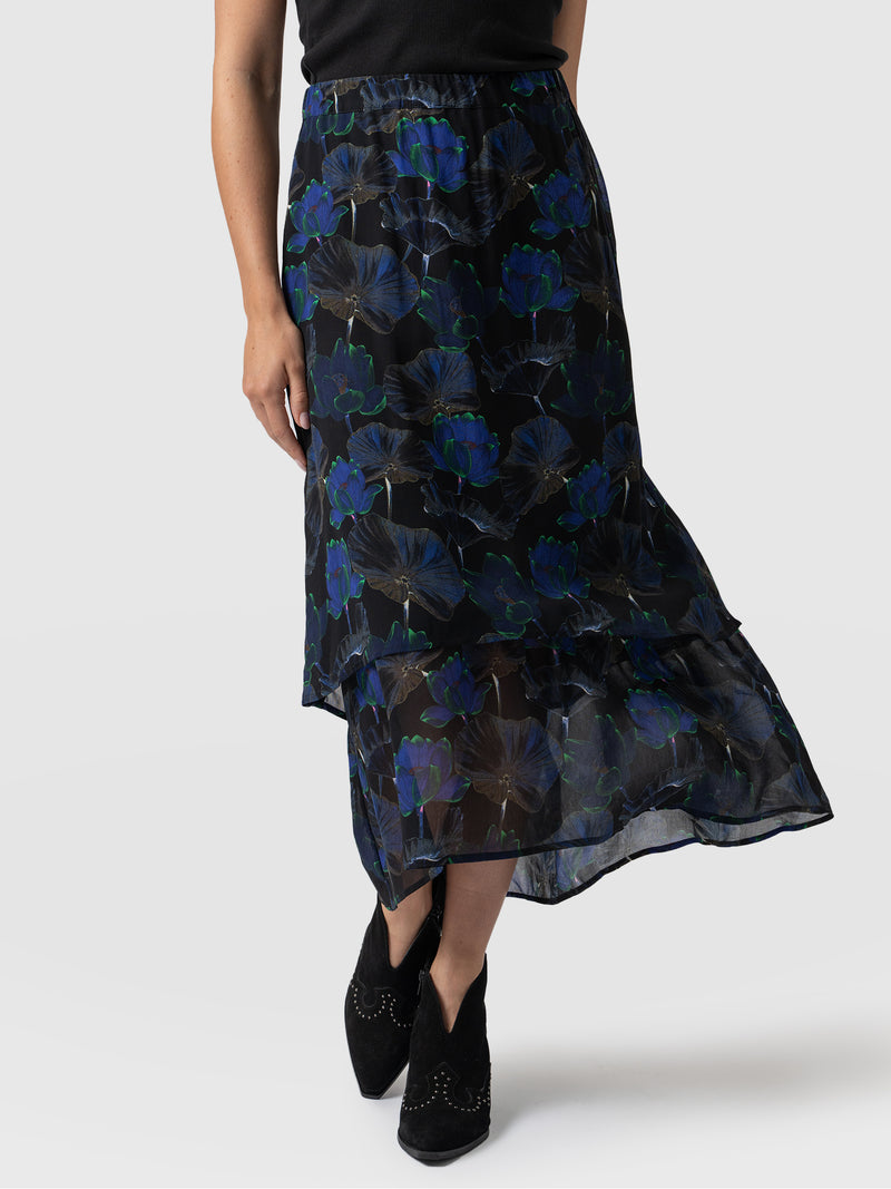 Etta Layered Skirt - Blue Flora