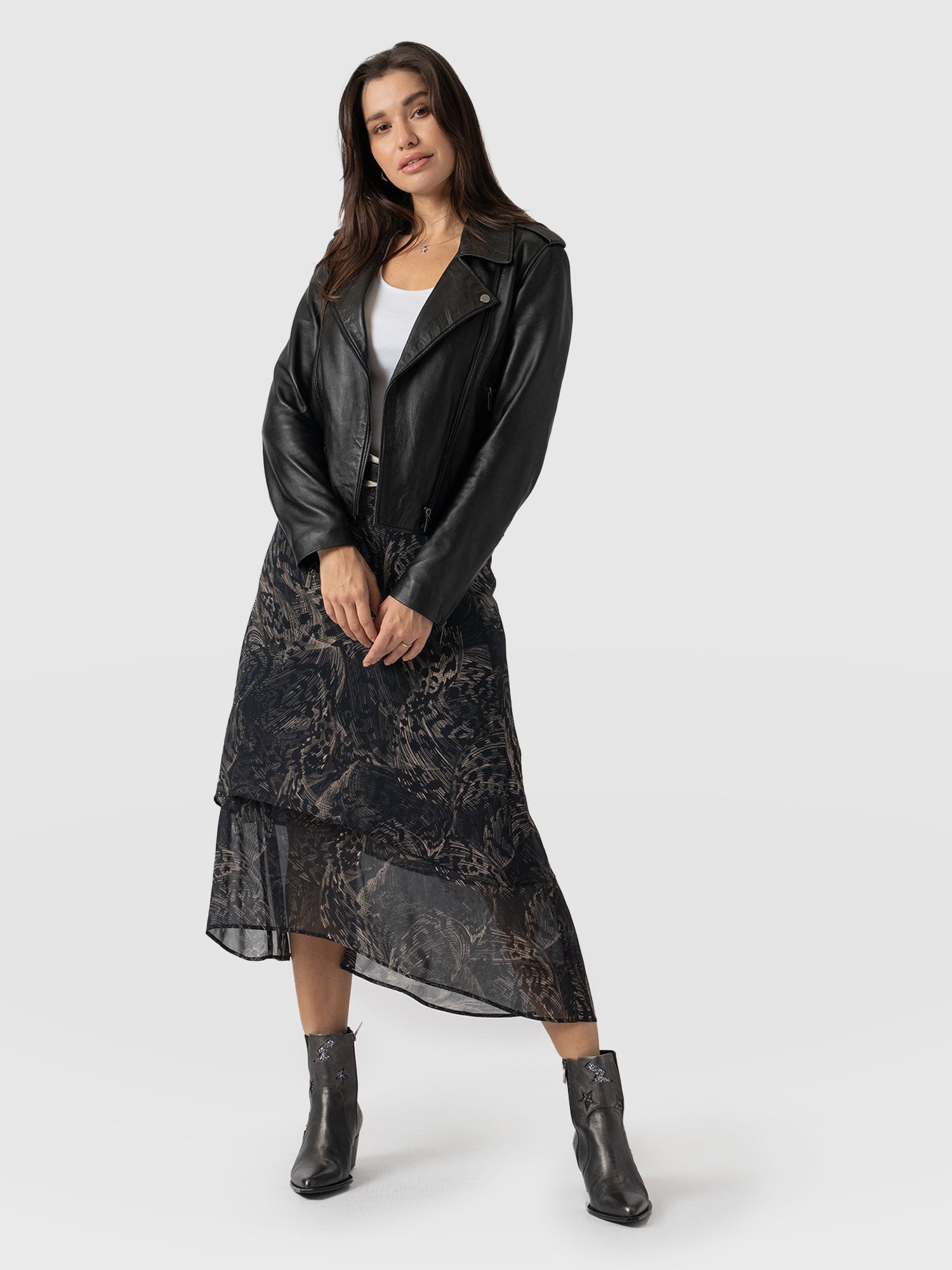 Etta Layered Skirt - Spot Feather