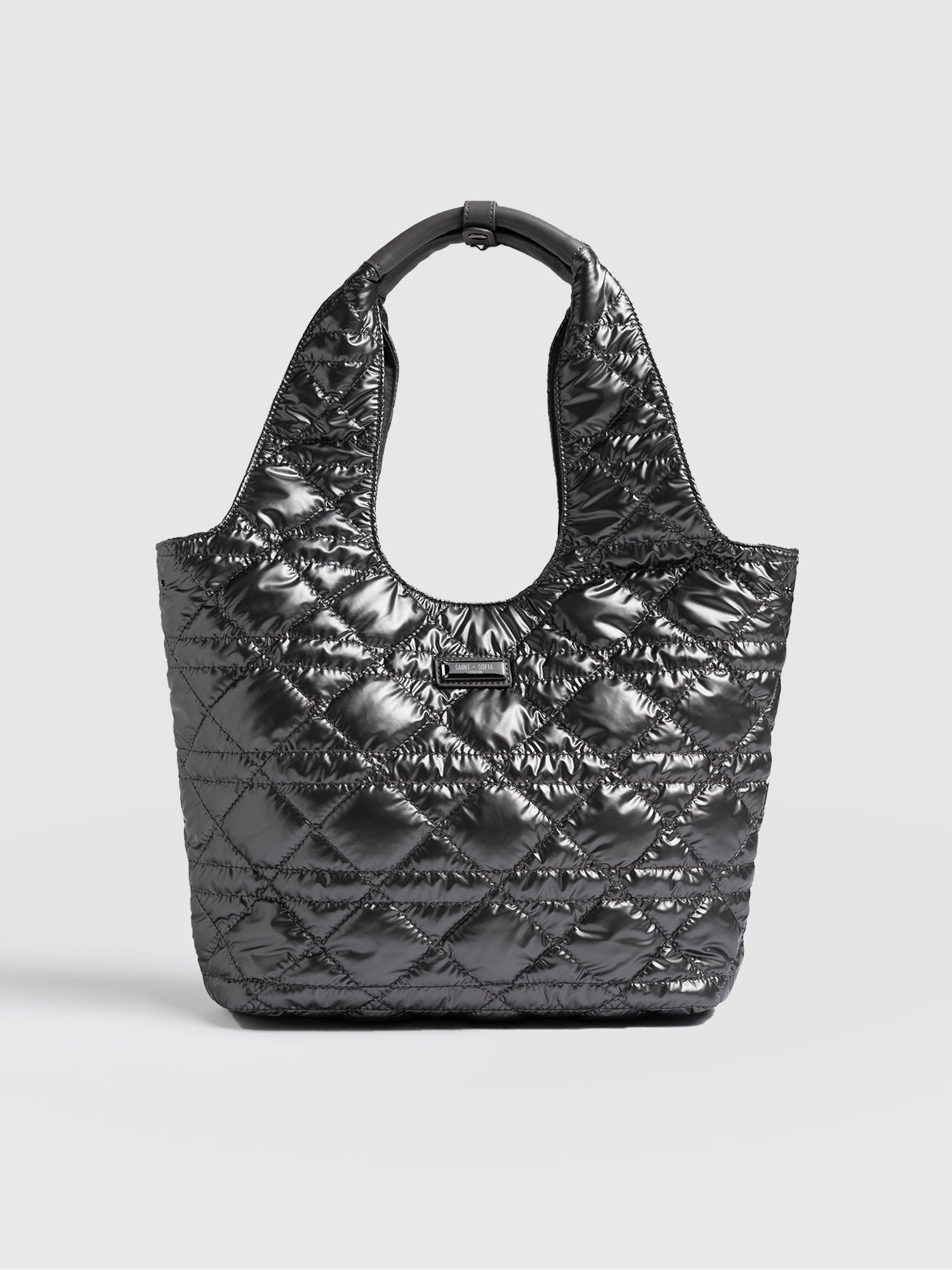 Quilted Stella Shoulder Tote Bag - Gunmetal