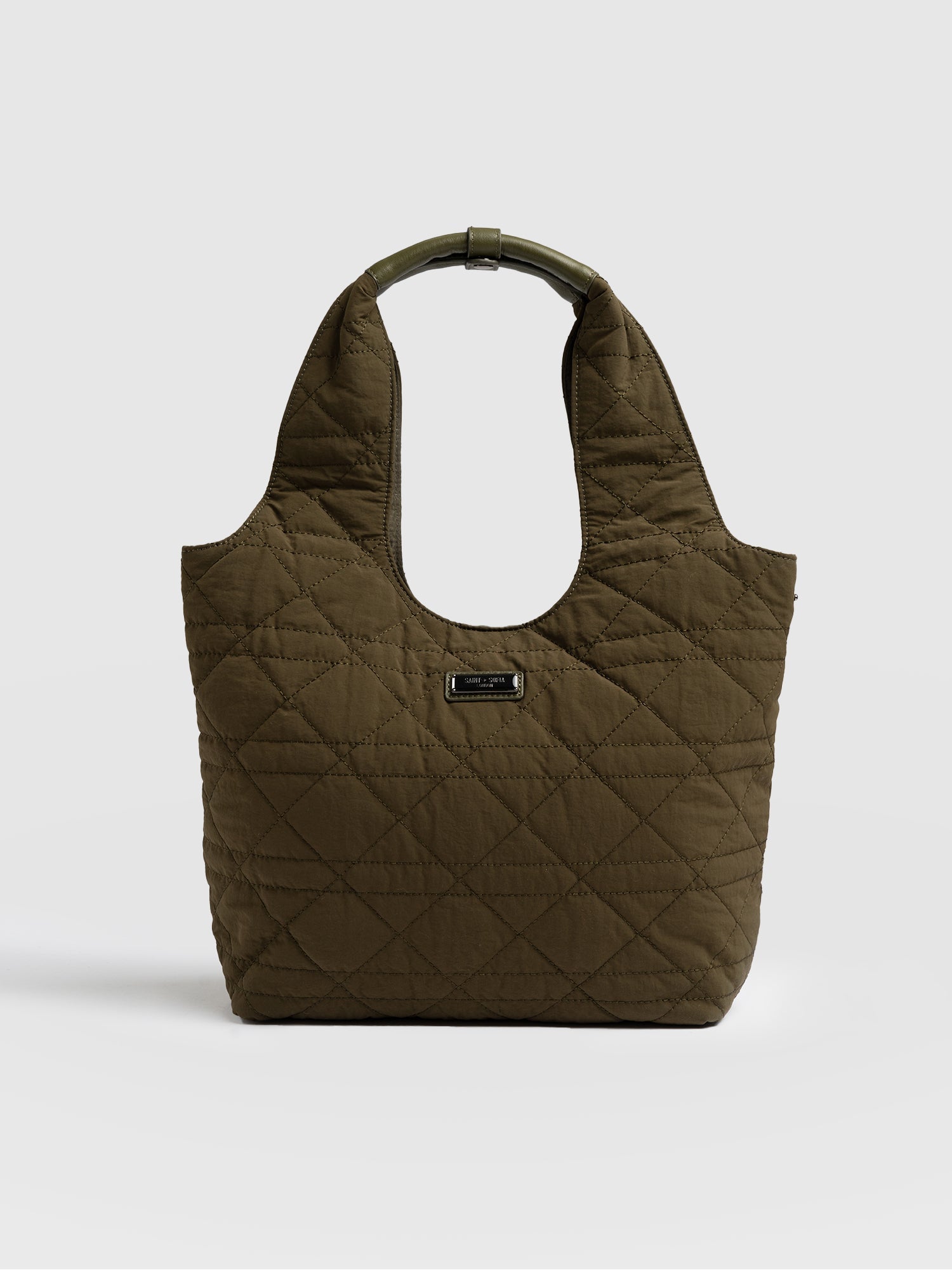 Quilted Stella Shoulder Tote Bag - Khaki