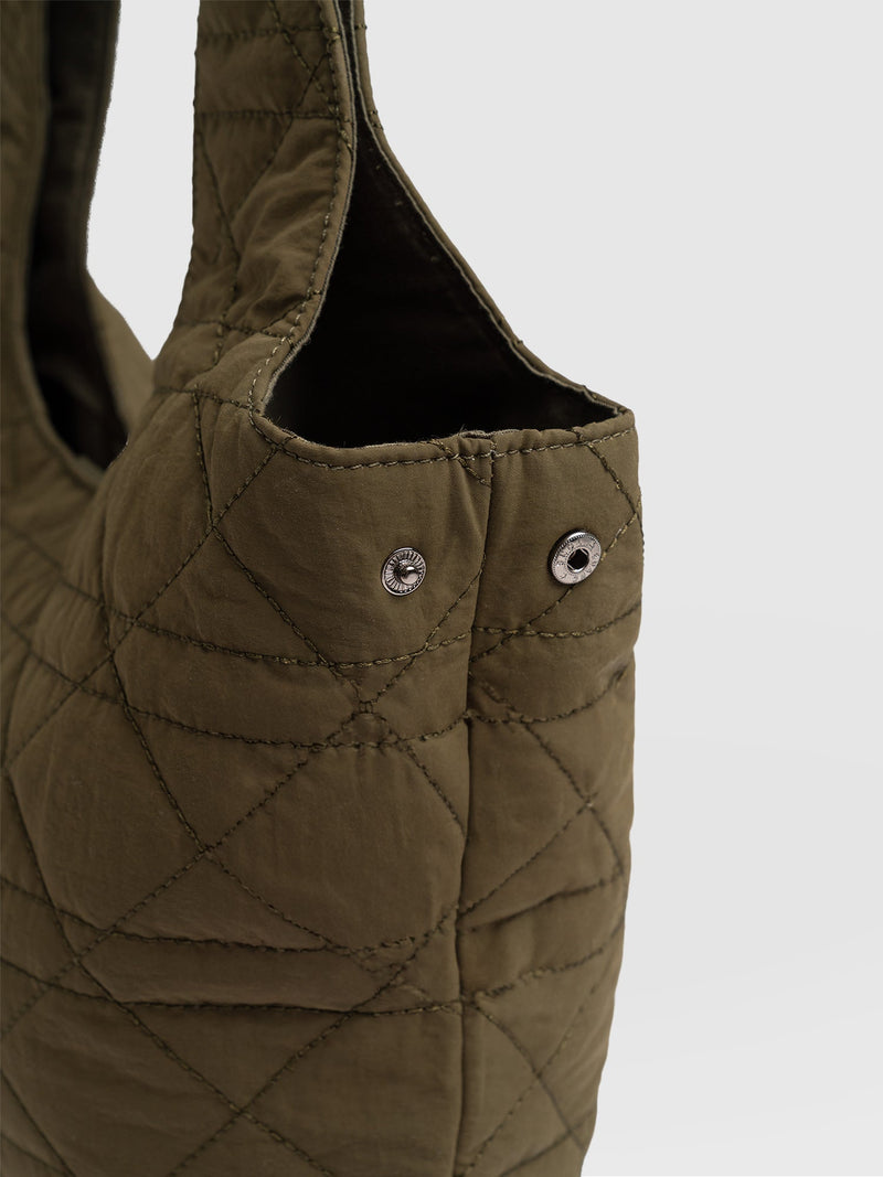 Quilted Stella Shoulder Tote Bag - Khaki