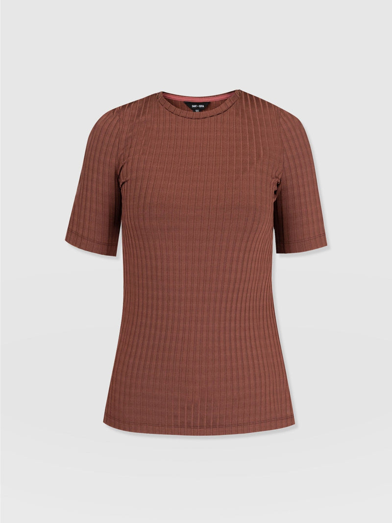 Adaline Tee Maroon Rib - Women's T-Shirts | Saint + Sofia® EU