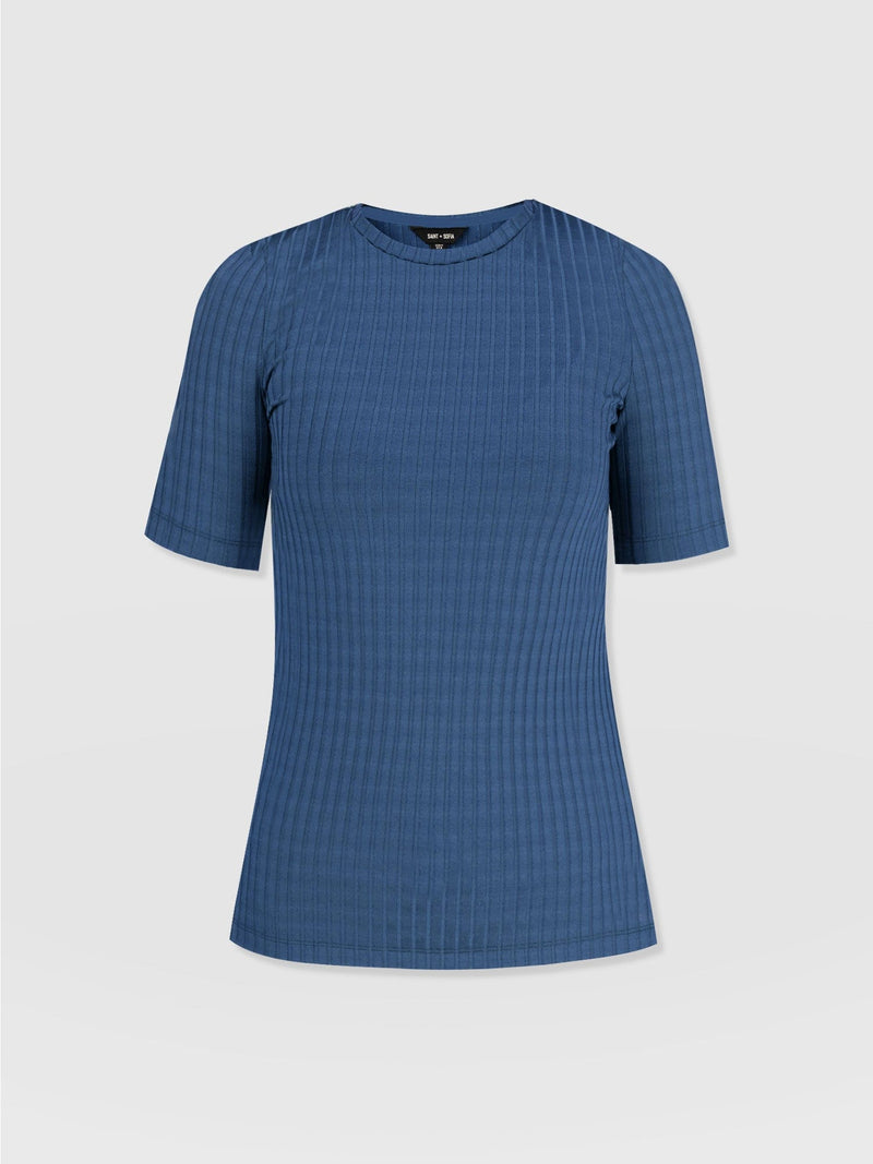 Adaline Tee Teal Rib - Women's T-Shirts | Saint + Sofia® EU