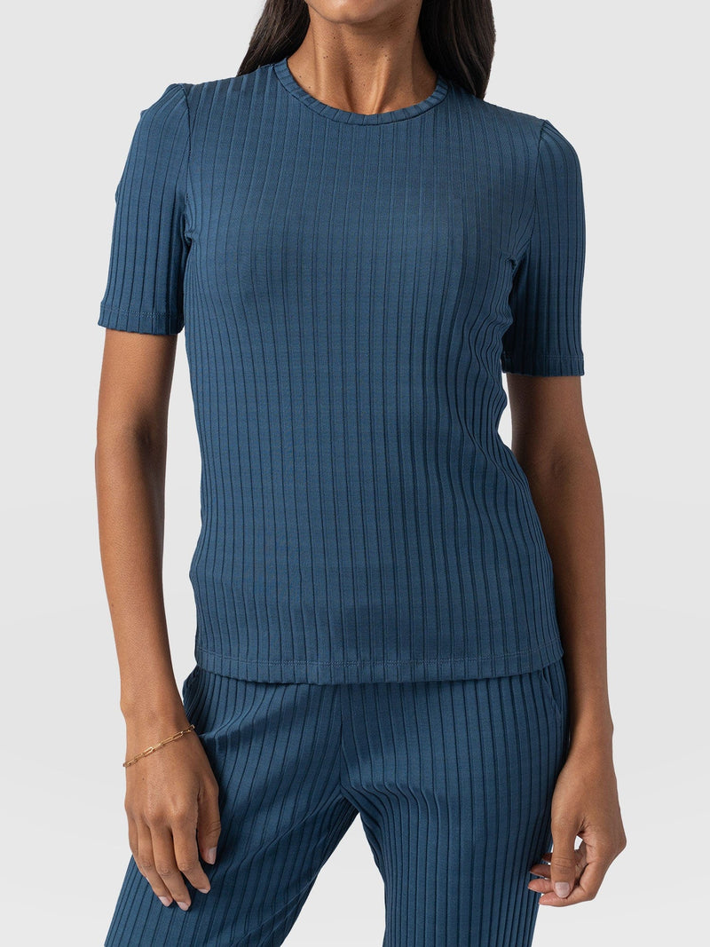 Adaline Tee Teal Rib - Women's T-Shirts | Saint + Sofia® EU