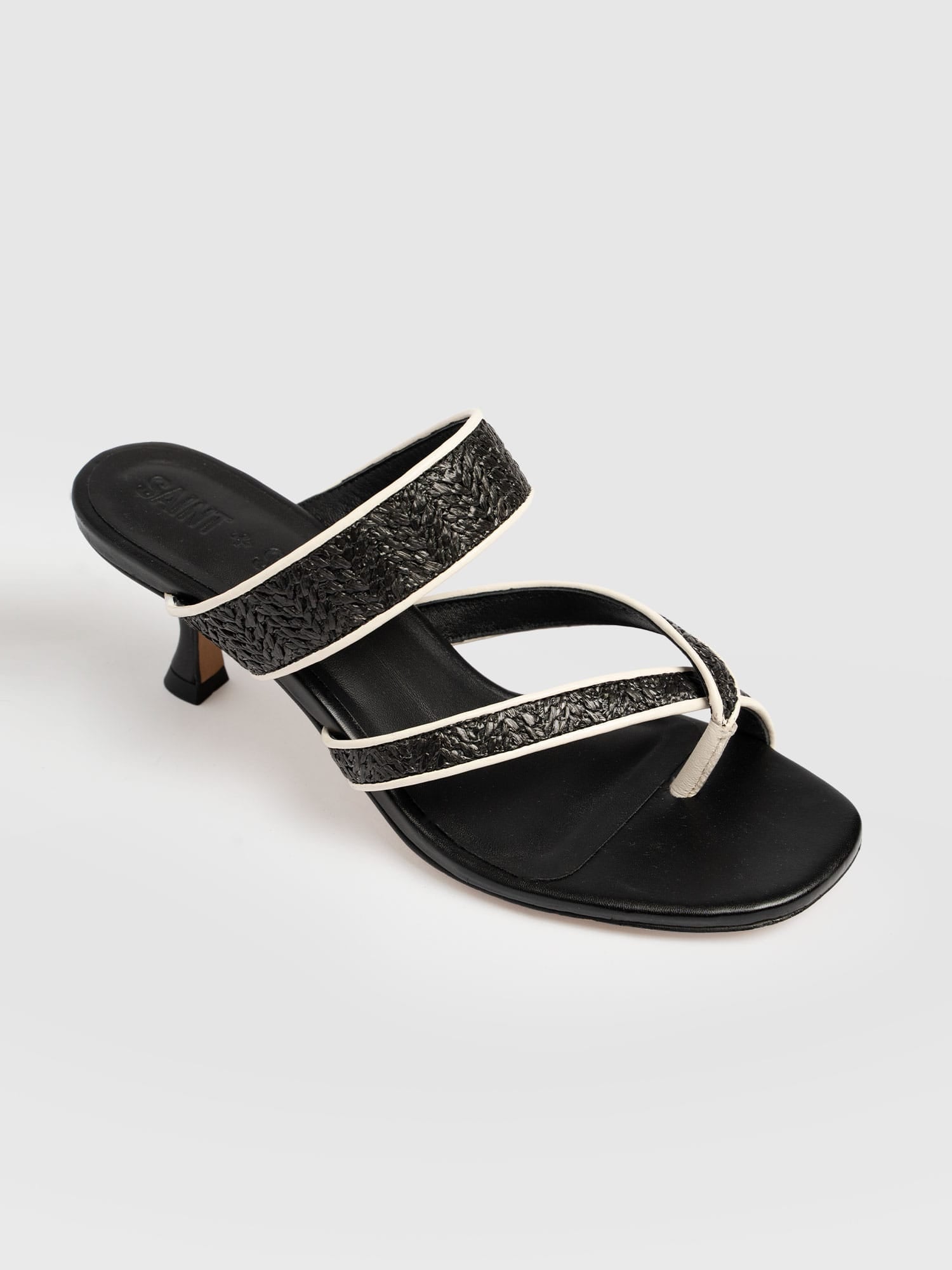 Adaline Toe Post Heels - Black Raffia - Women's Shoes | Saint + Sofia® EU