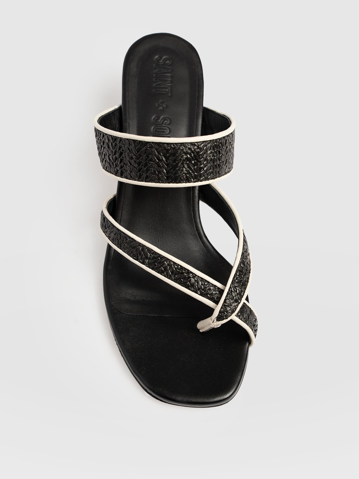 Adaline Toe Post Heels - Black Raffia - Women's Shoes | Saint + Sofia® EU