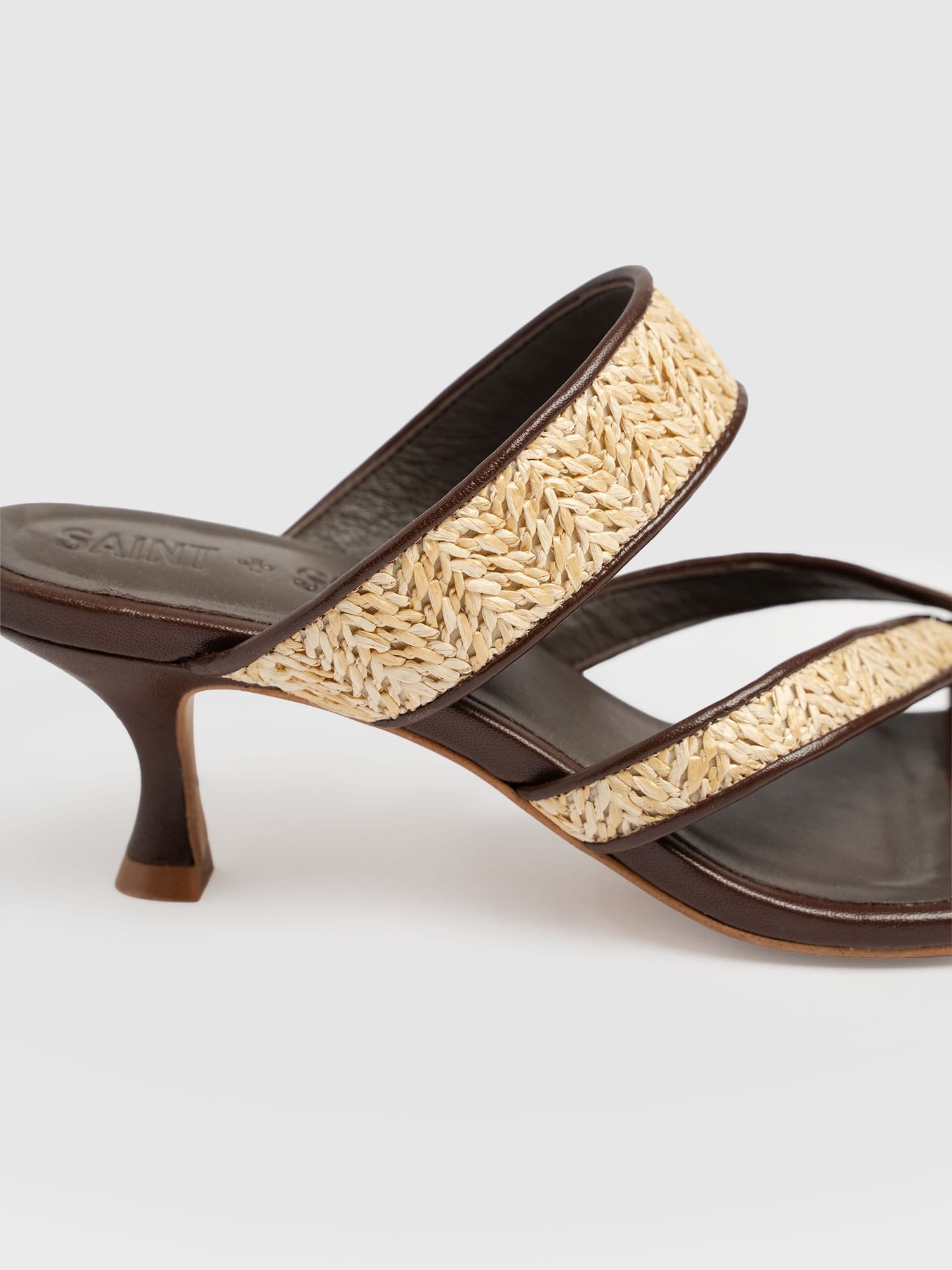 Adaline Toe Post Heels - Brown Raffia - Women's Shoes | Saint + Sofia® EU