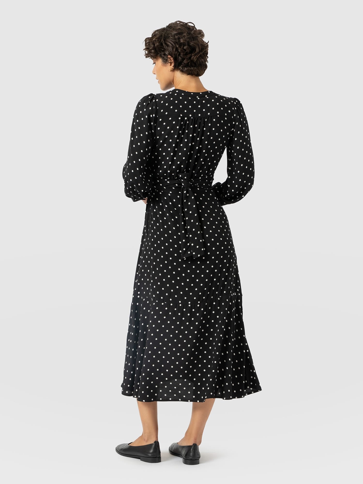 Adaline Zip Up Dress - Black Polka Dot - Women's Dresses | Saint and Sofia® EU