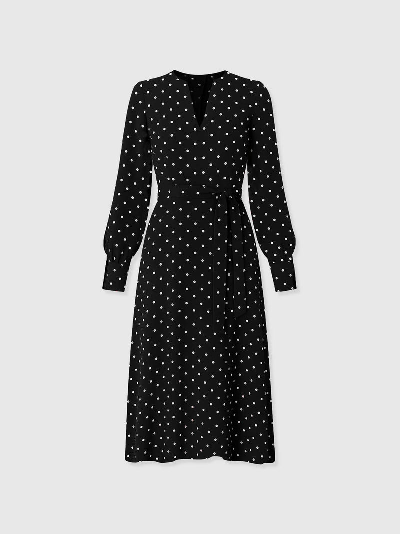 Adaline Zip Up Dress - Black Polka Dot - Women's Dresses | Saint + Sofia® EU