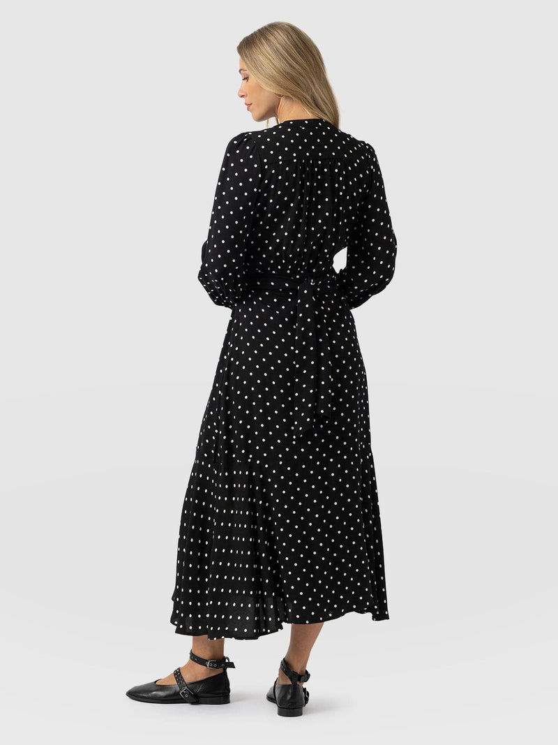 Adaline Zip Up Dress - Black Polka Dot - Women's Dresses | Saint + Sofia® EU