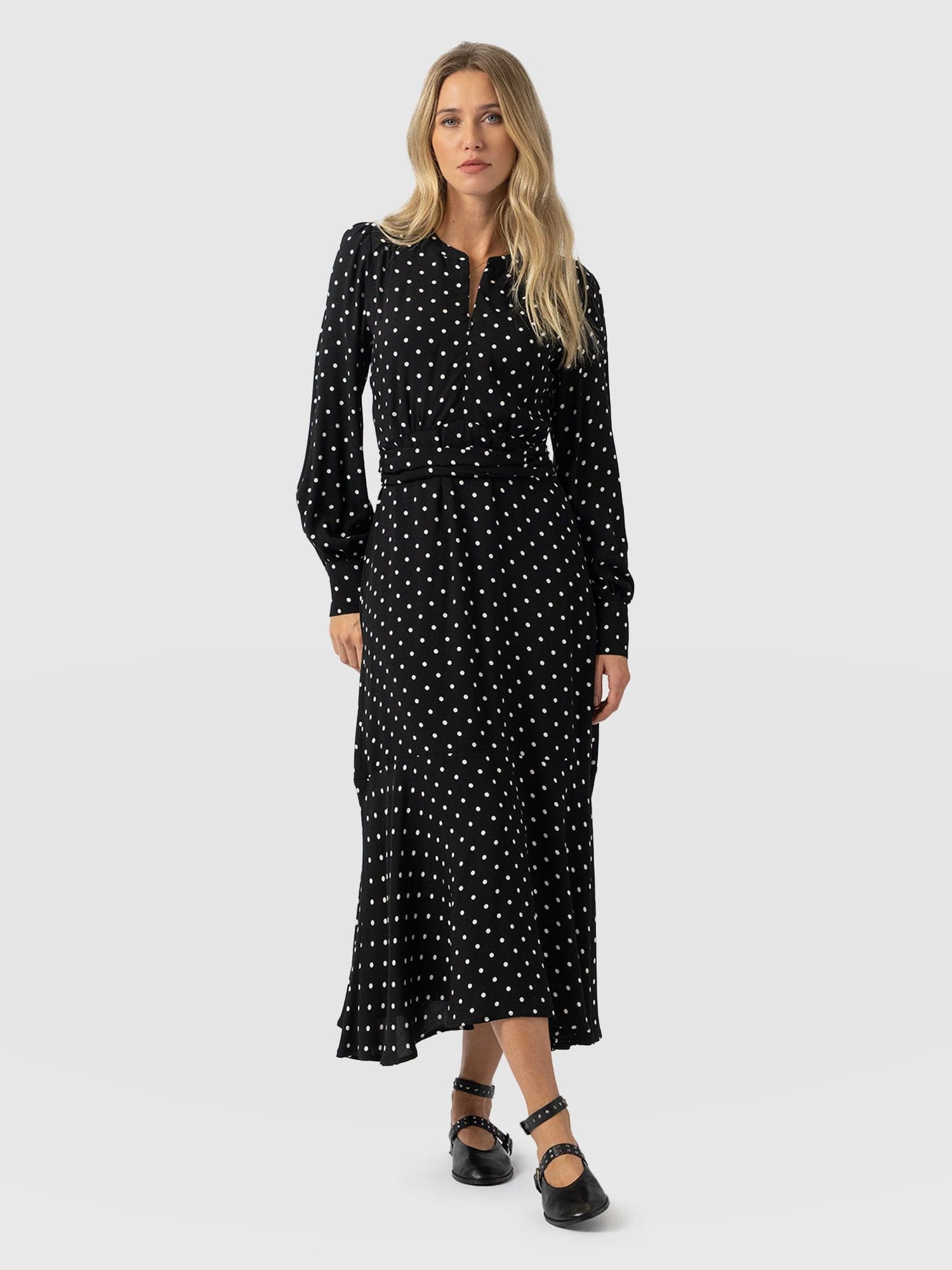 Adaline Zip Up Dress - Black Polka Dot - Women's Dresses | Saint + Sofia® EU