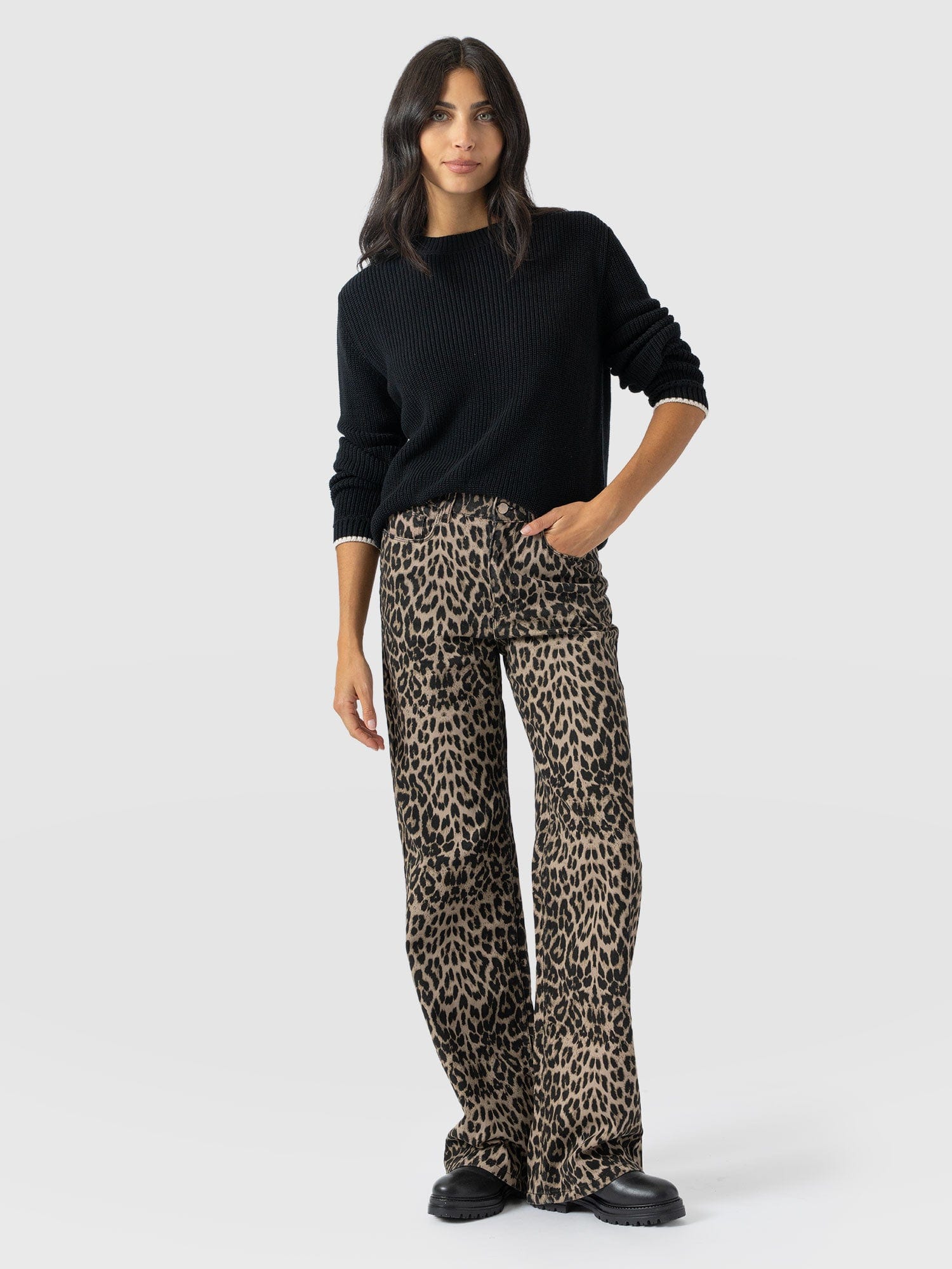 Adjustable Wide Leg Jean - Leopard - Women's Jeans | Saint + Sofia® EU