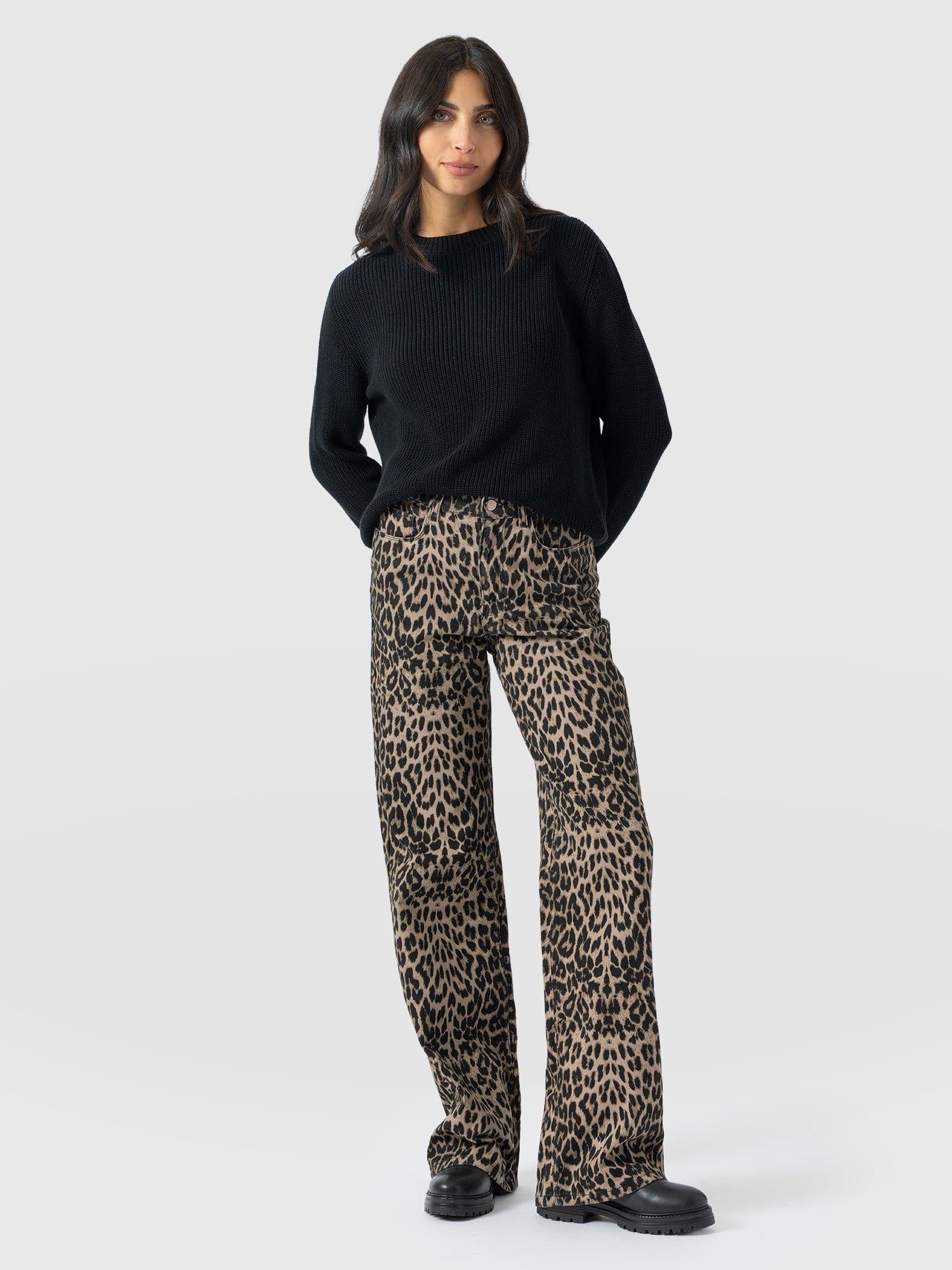 Adjustable Wide Leg Jean - Leopard - Women's Jeans | Saint + Sofia® EU