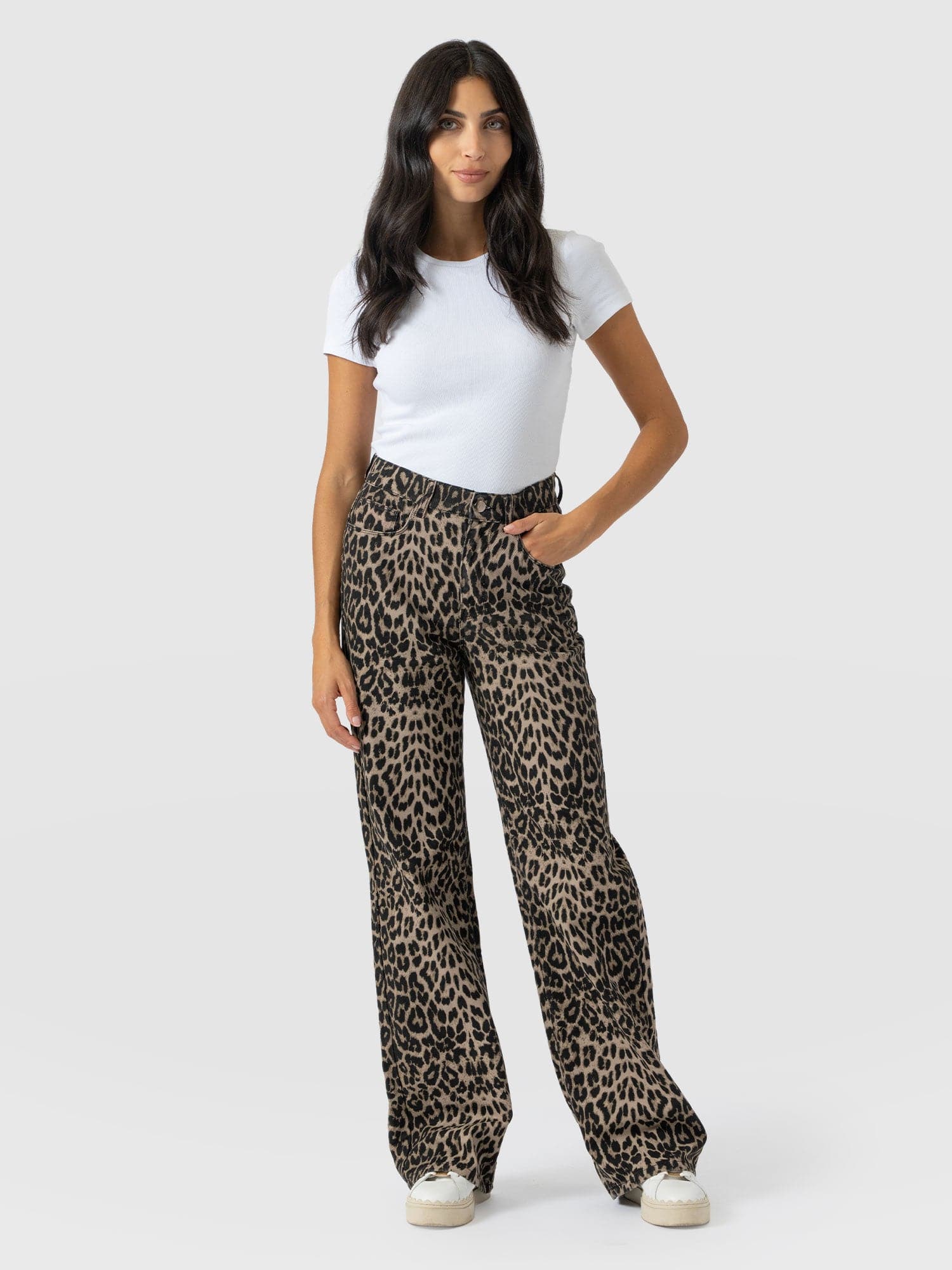 Adjustable Wide Leg Jean - Leopard - Women's Jeans | Saint + Sofia® EU