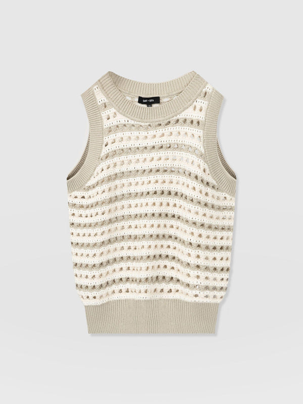 Adler Sleeveless Knit Beige - Women's Vests | Saint + Sofia® EU