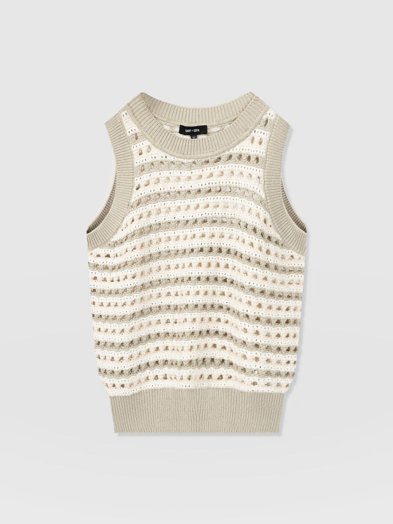 Adler Sleeveless Knit Beige - Women's Vests | Saint + Sofia® EU