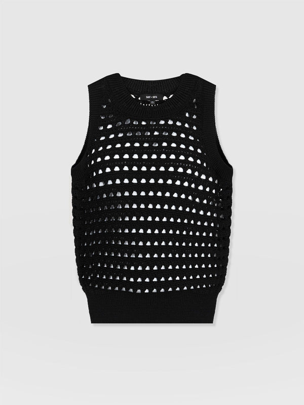 Adler Sleeveless Knit Black - Women's Vests | Saint + Sofia® EU