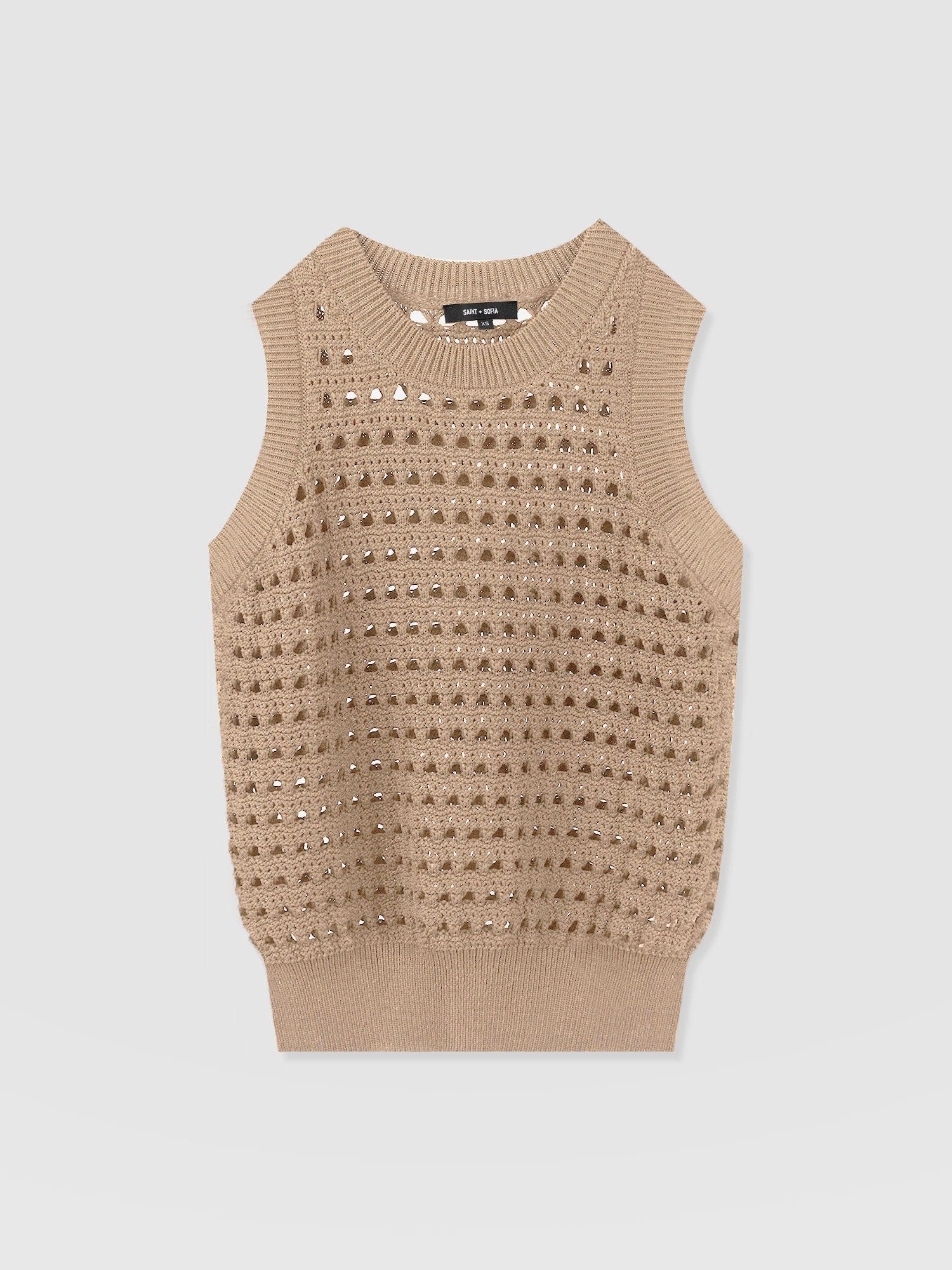 Adler Sleeveless Knit Camel - Women's Vests | Saint + Sofia® EU