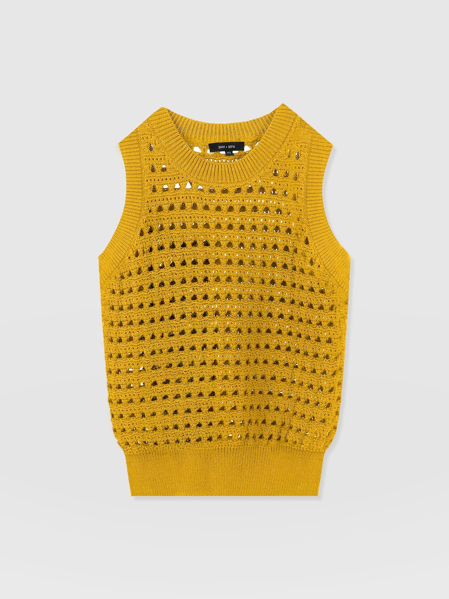 Adler Sleeveless Knit Mustard - Women's Vests | Saint + Sofia® EU