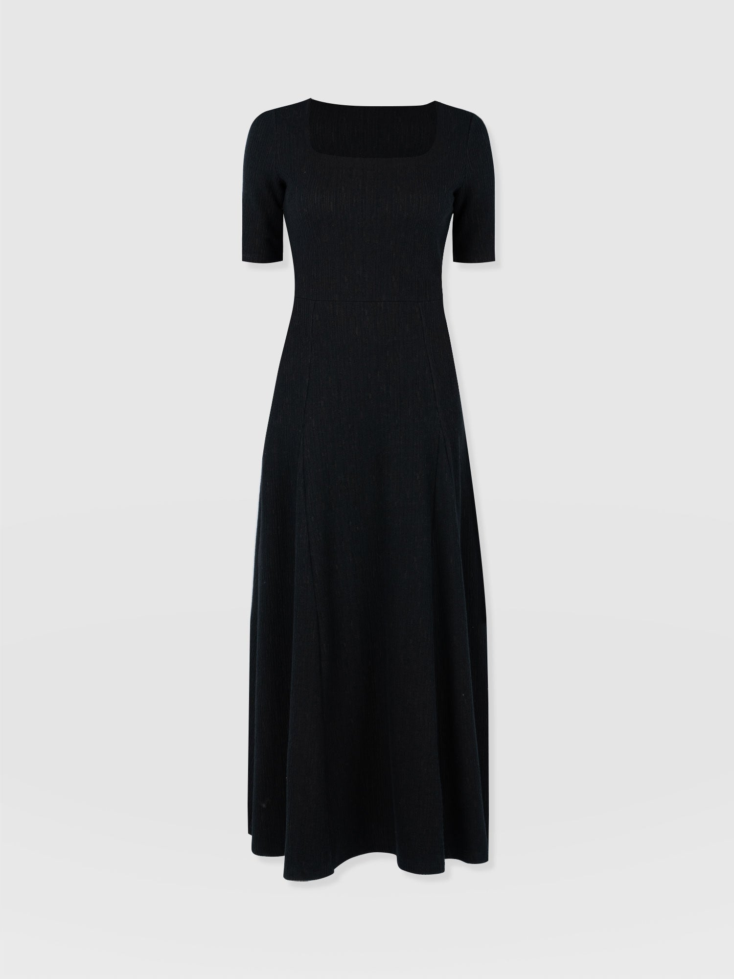Akia Short Sleeve Dress - Black Textured - Women's Dresss | Saint + Sofia® EU