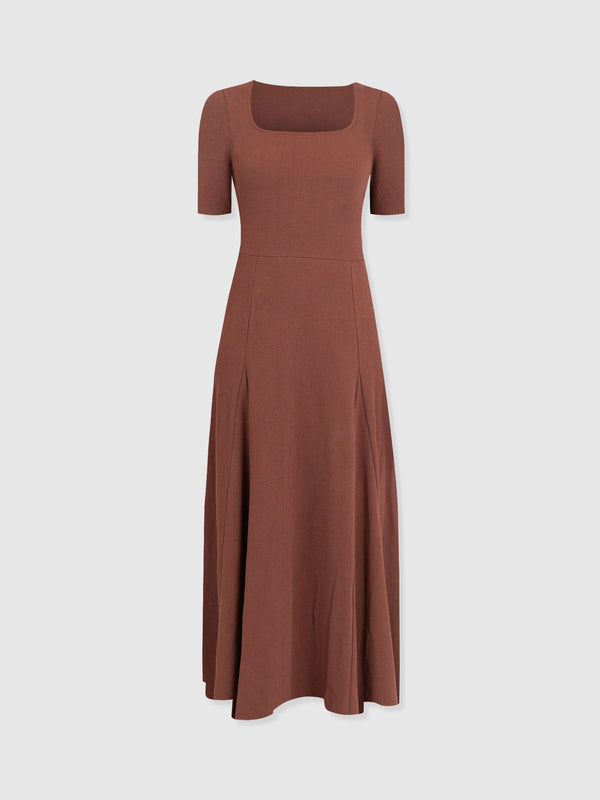 Akia Short Sleeve Dress - Maroon Textured - Women's Dresses | Saint + Sofia® EU