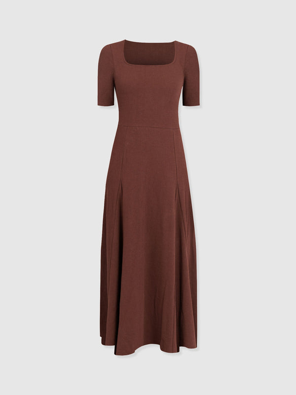 Akia Short Sleeve Dress - Maroon Textured - Women's Dresses | Saint + Sofia® EU