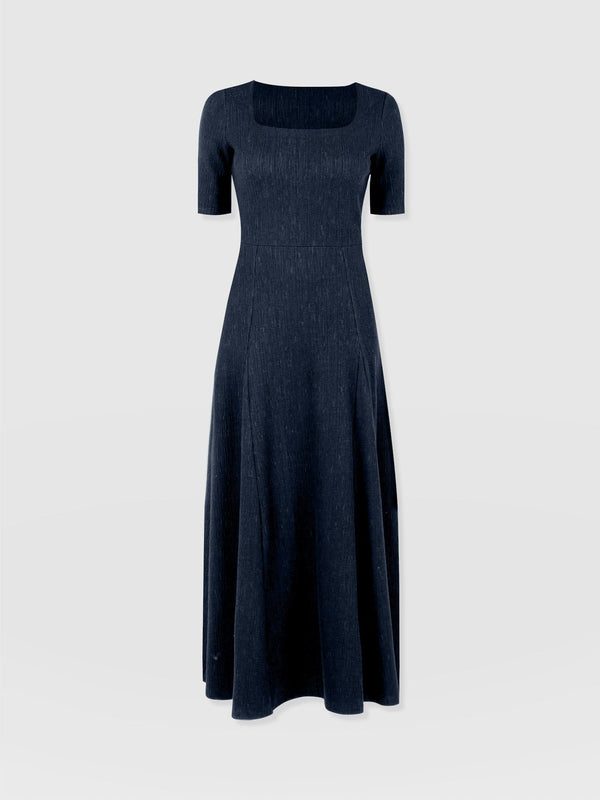 Akia Short Sleeve Dress - Navy Textured - Women's Dresses | Saint + Sofia® EU