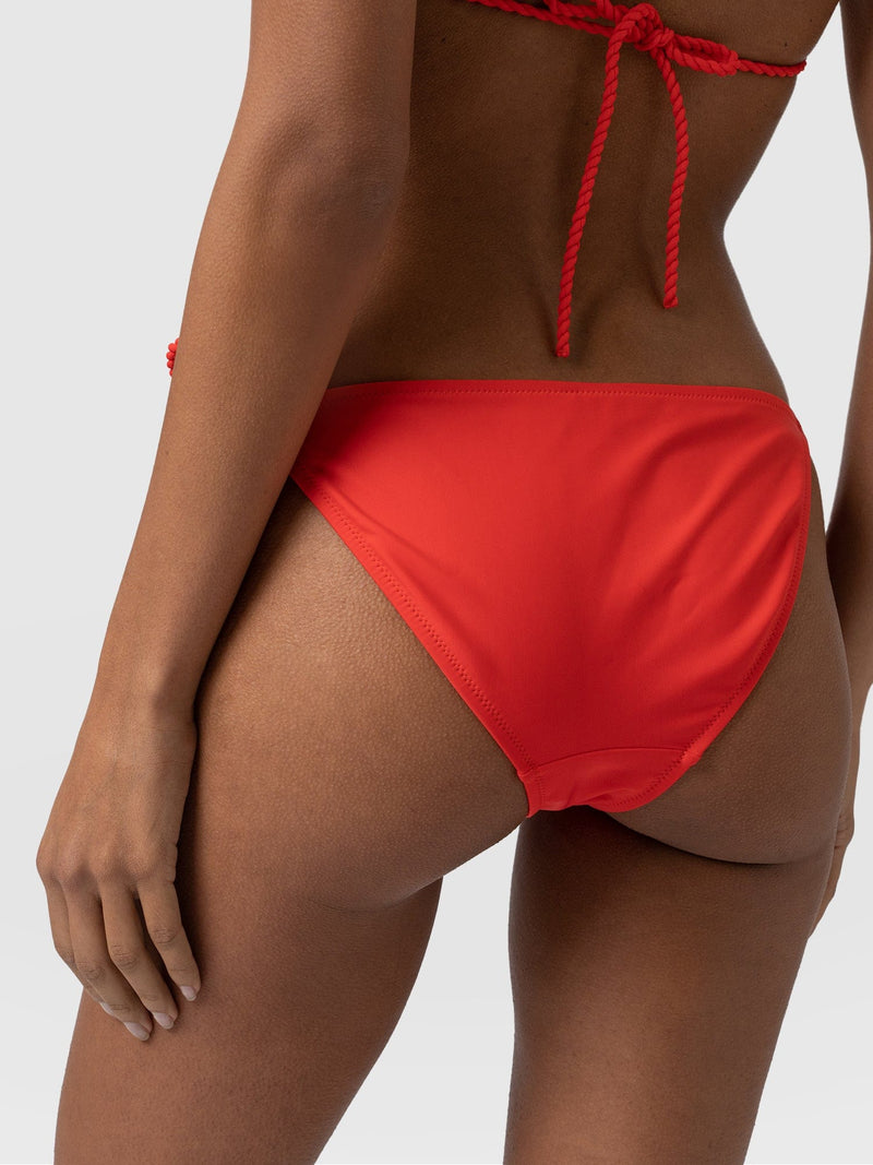 Alba Tie Side Bikini Bottom Red - Women's Swimwear | Saint + Sofia® EU