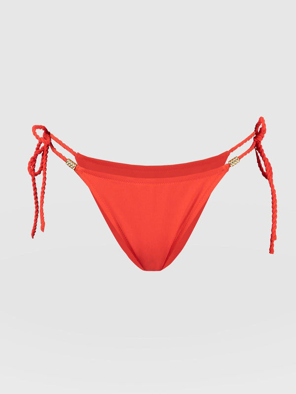 Alba Tie Side Bikini Bottom Red - Women's Swimwear | Saint + Sofia® EU
