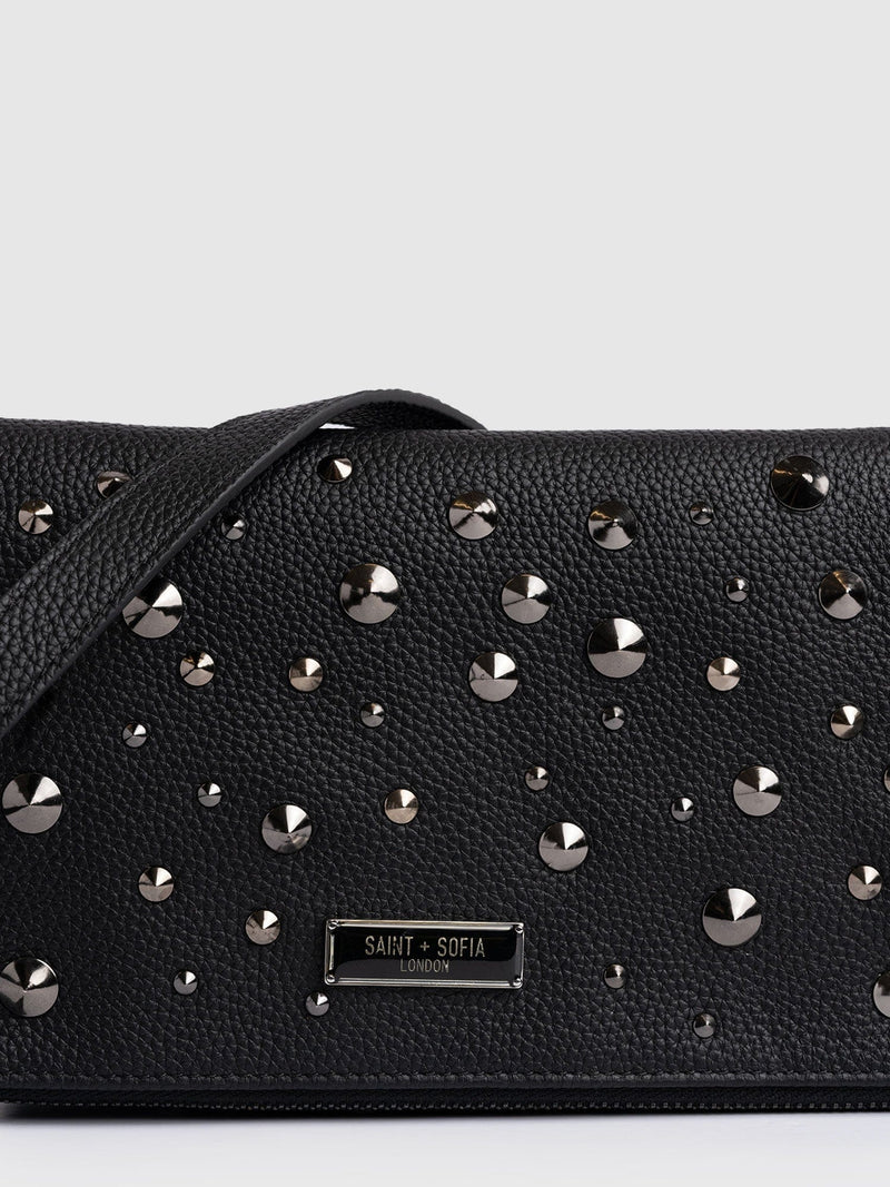 Alexis Studded Clutch Black - Women's Bags | Saint + Sofia® EU