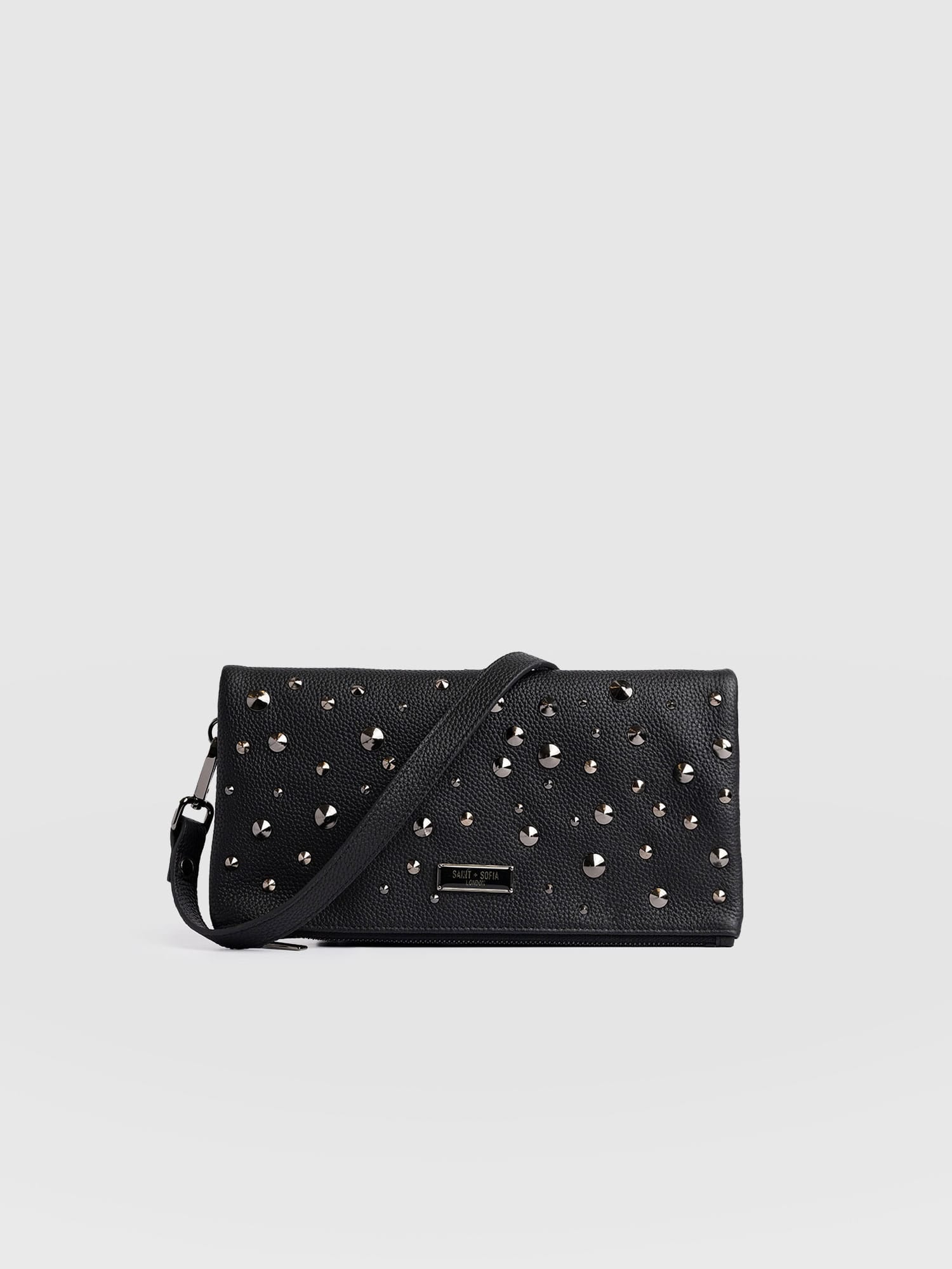 Alexis Studded Clutch Black - Women's Bags | Saint + Sofia® EU
