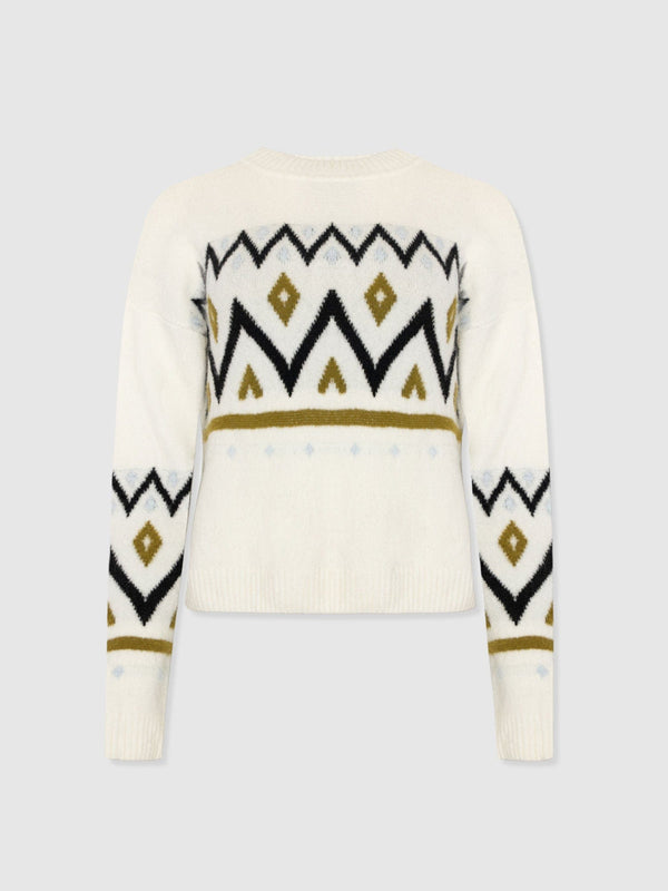 Allana Fairisle Jumper - White - Women's Jumpers | Saint + Sofia® EU