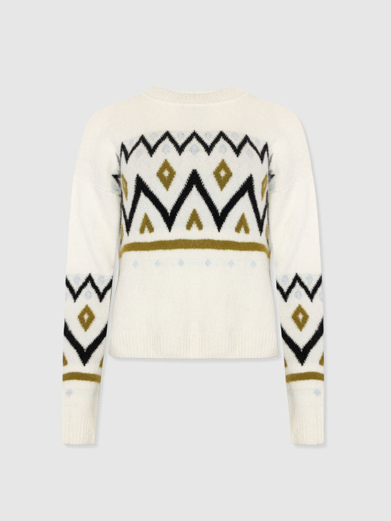 Allana Fairisle Jumper - White - Women's Jumpers | Saint + Sofia® EU