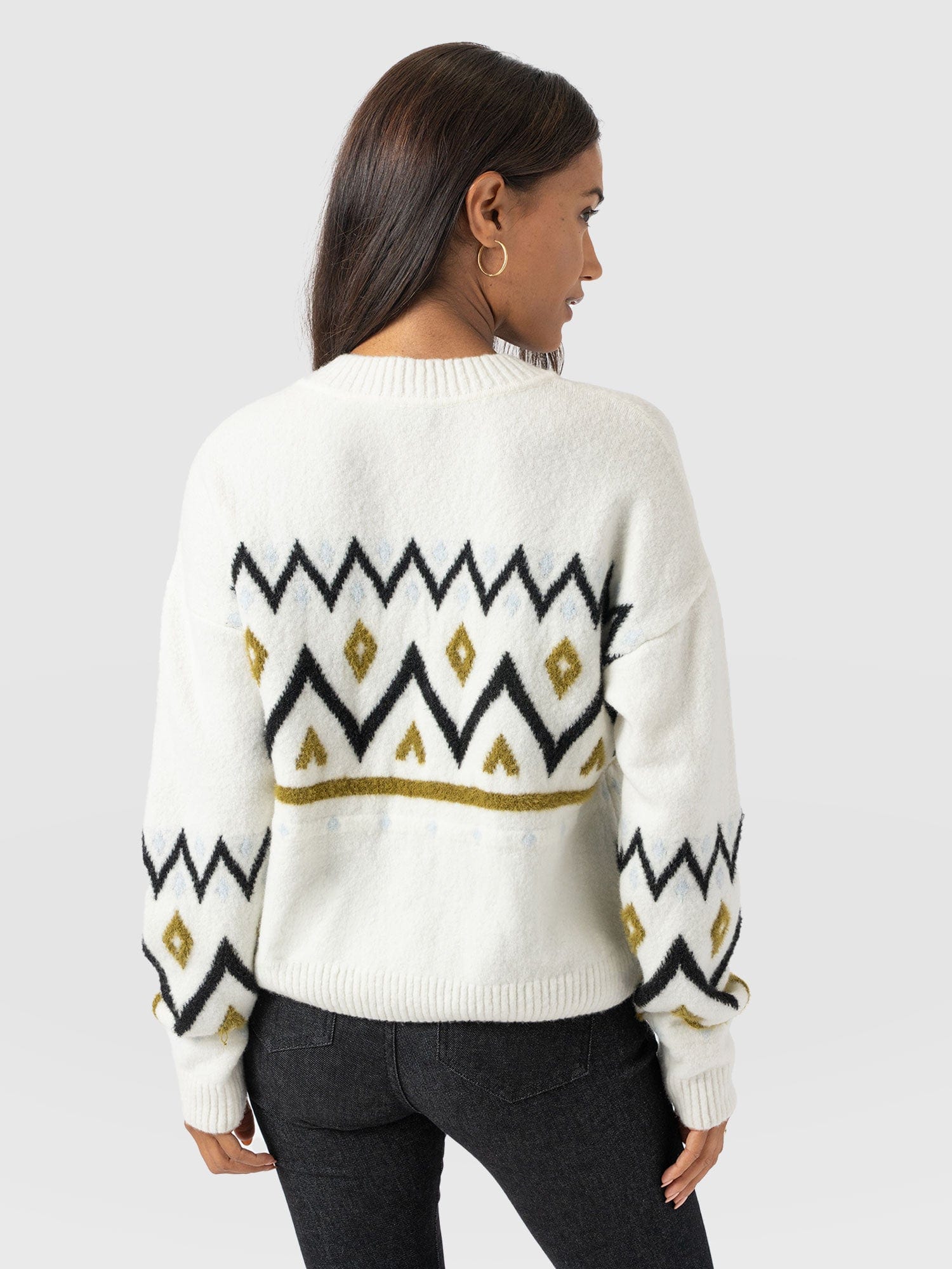 Allana Fairisle Jumper - White - Women's Jumpers | Saint + Sofia® EU