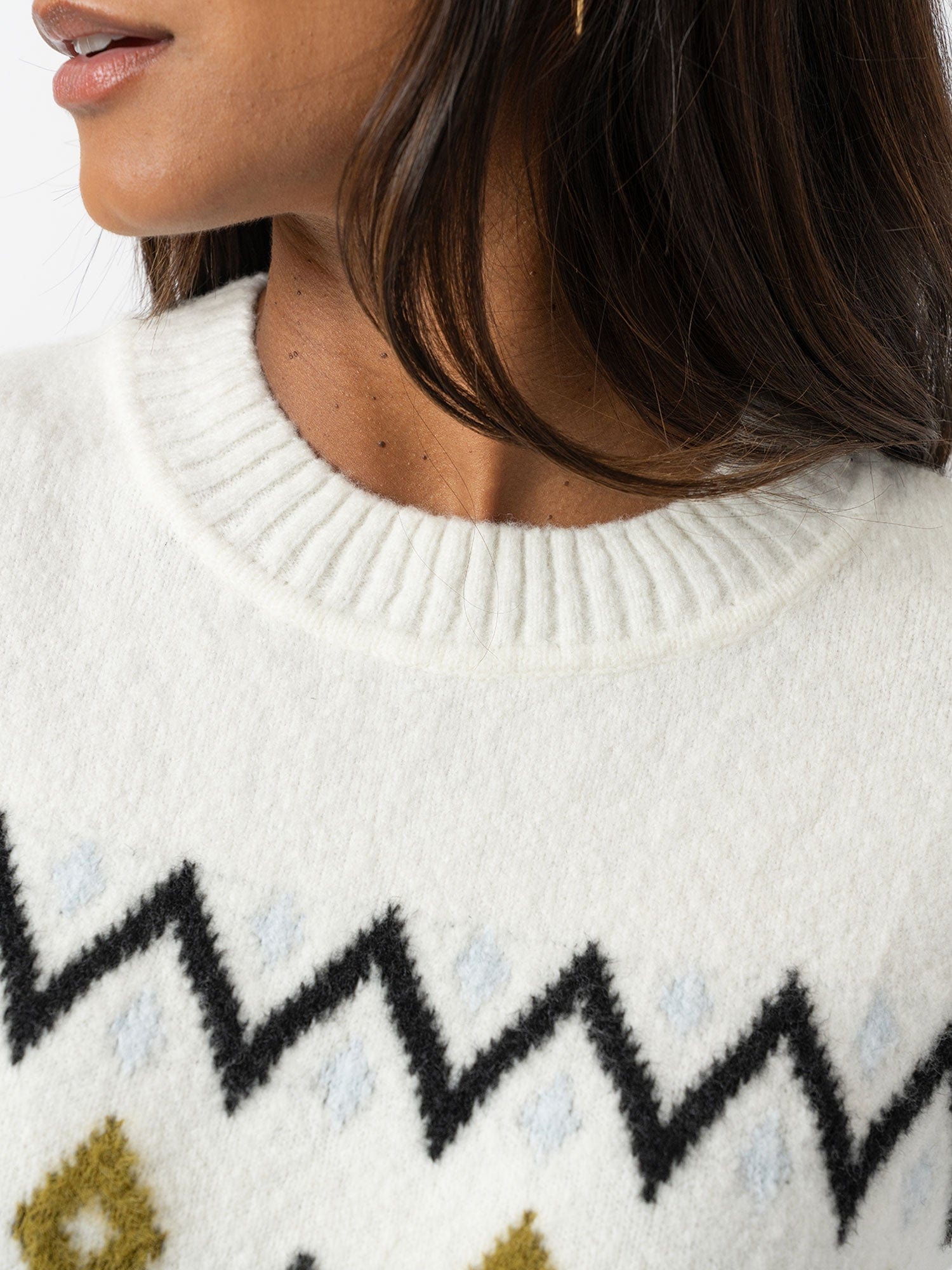 Allana Fairisle Jumper - White - Women's Jumpers | Saint + Sofia® EU