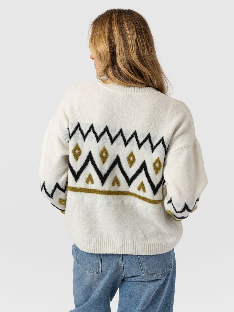 Allana Fairisle Jumper - White - Women's Jumpers | Saint + Sofia® EU