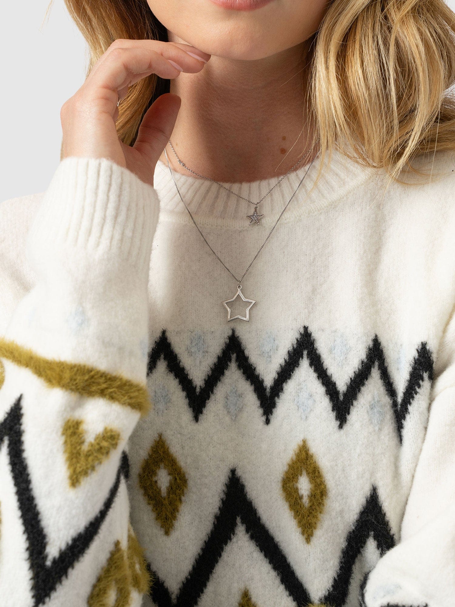 Allana Fairisle Jumper - White - Women's Jumpers | Saint + Sofia® EU
