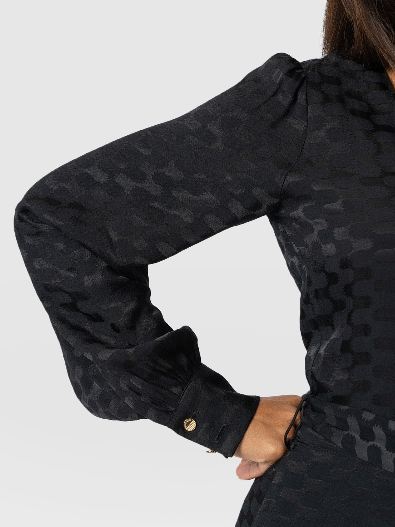 Allegra V Neck Dress - Black Jacquard - Women's Dresses | Saint + Sofia® EU