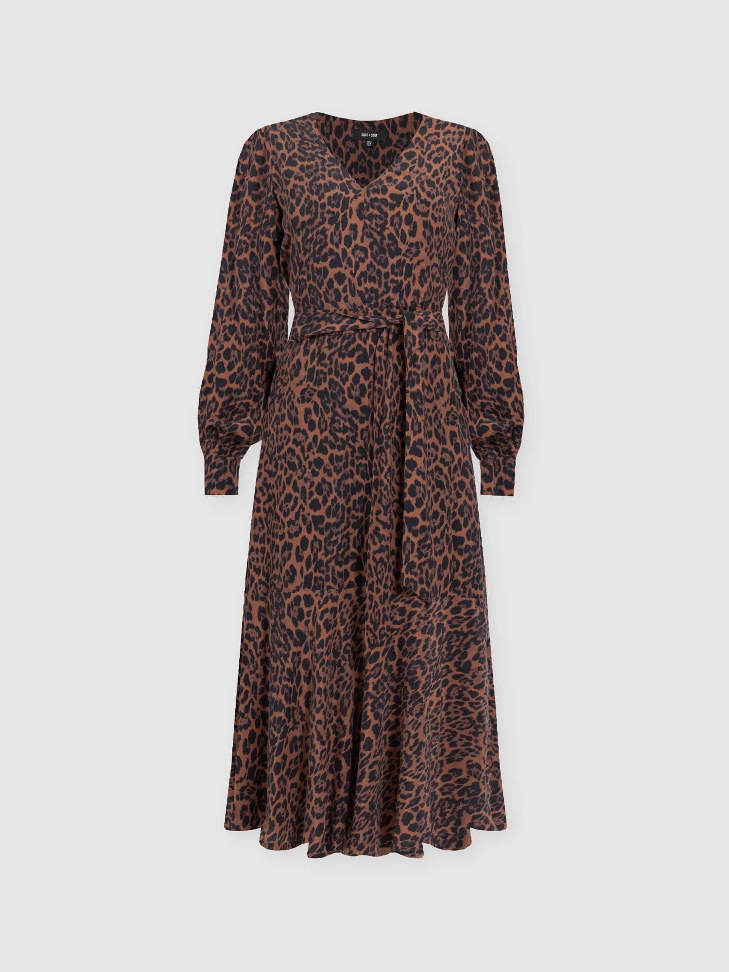 Allegra V Neck Dress - Brown Leopard - Women's Dresses | Saint + Sofia® EU