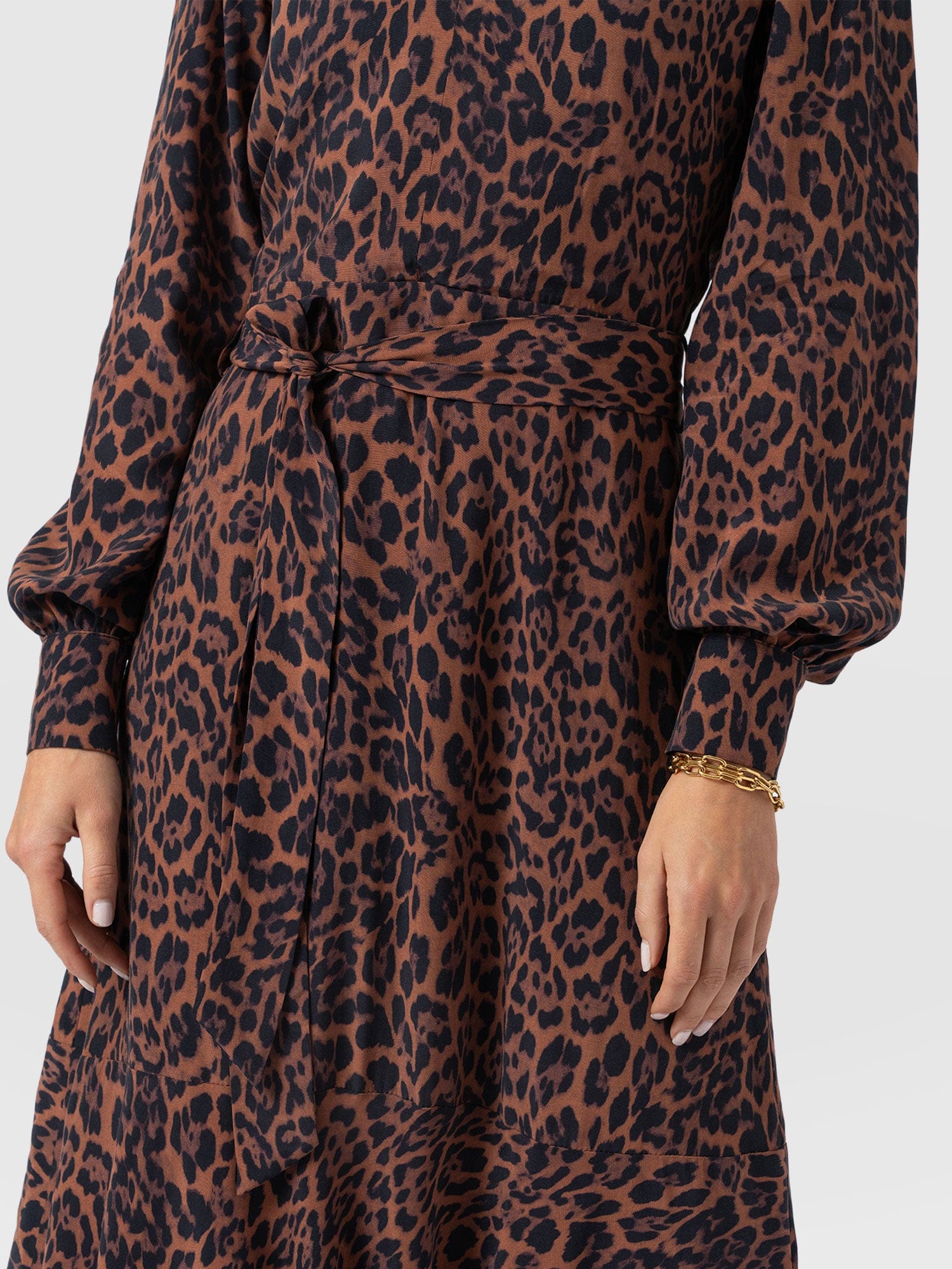Allegra V Neck Dress - Brown Leopard - Women's Dresses | Saint + Sofia® EU