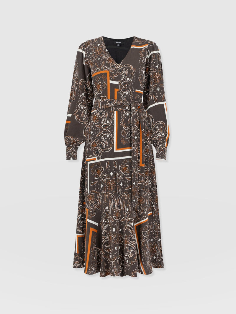 Allegra V Neck Dress - Brown Paisley - Women's Dresses | Saint + Sofia? EU