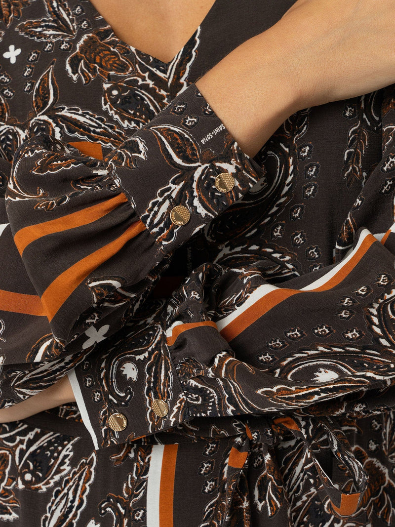 Allegra V Neck Dress - Brown Paisley - Women's Dresses | Saint + Sofia? EU
