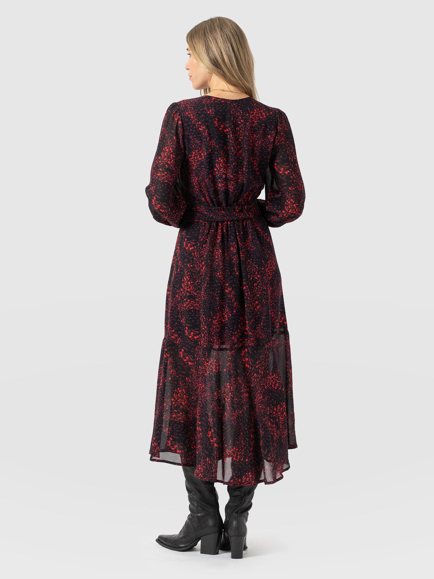 Allegra V Neck Dress - Red Fade Spot - Women's Dresses | Saint + Sofia® EU