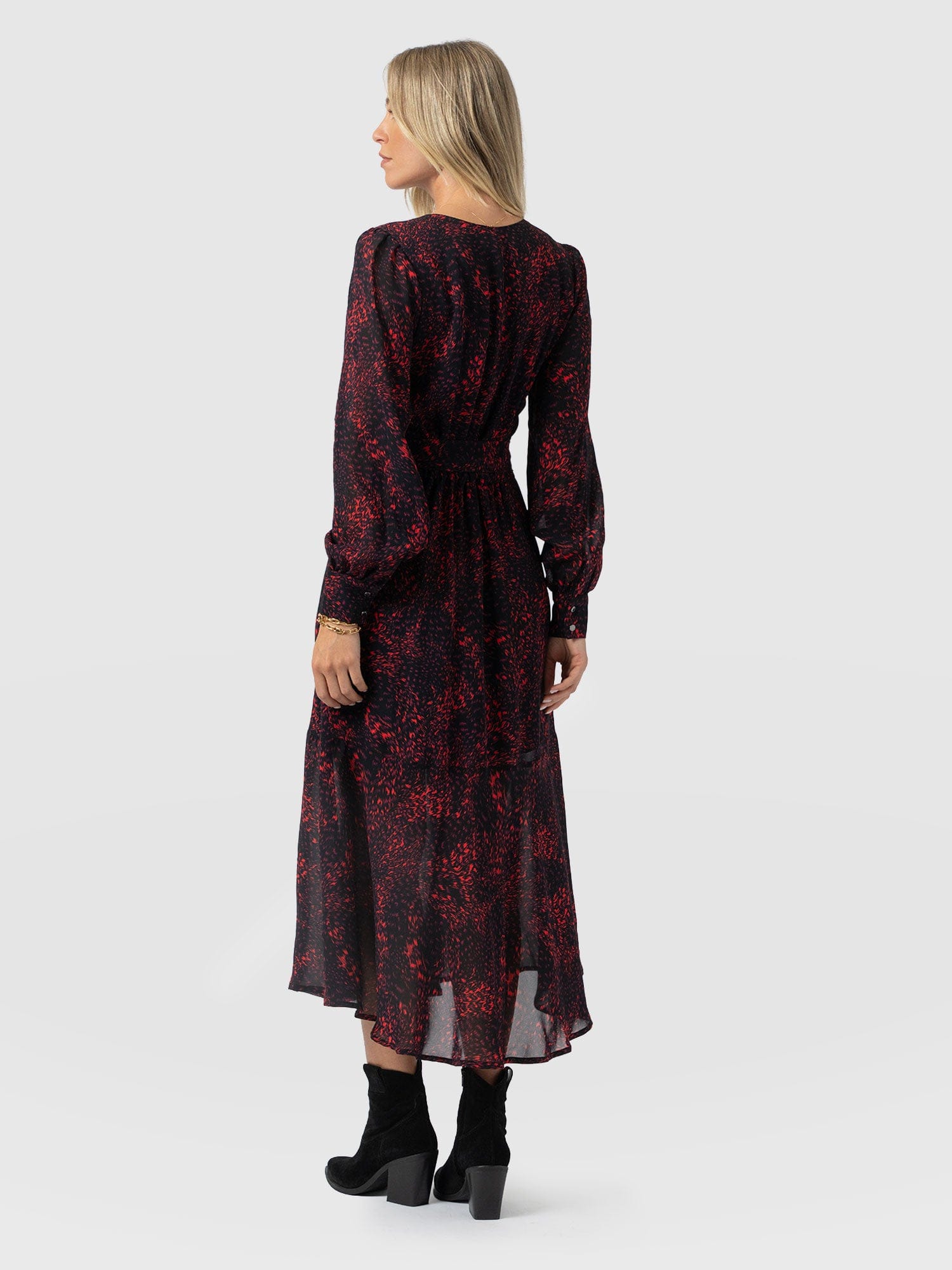 Allegra V Neck Dress - Red Fade Spot - Women's Dresses | Saint + Sofia® EU