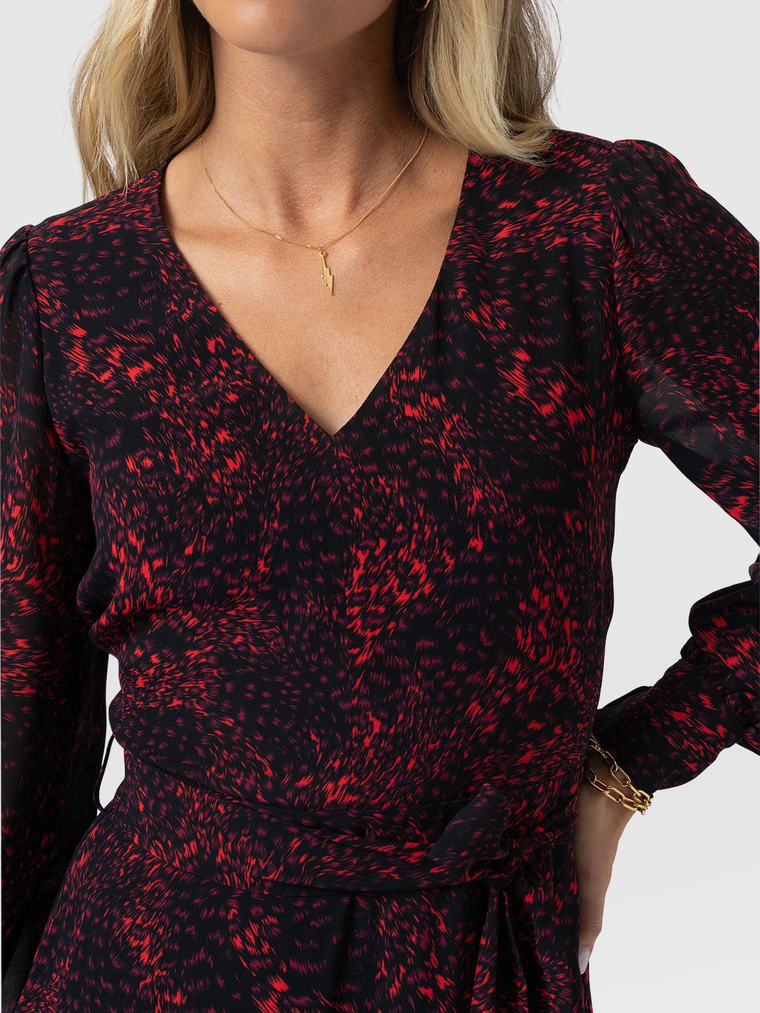 Allegra V Neck Dress - Red Fade Spot - Women's Dresses | Saint + Sofia® EU