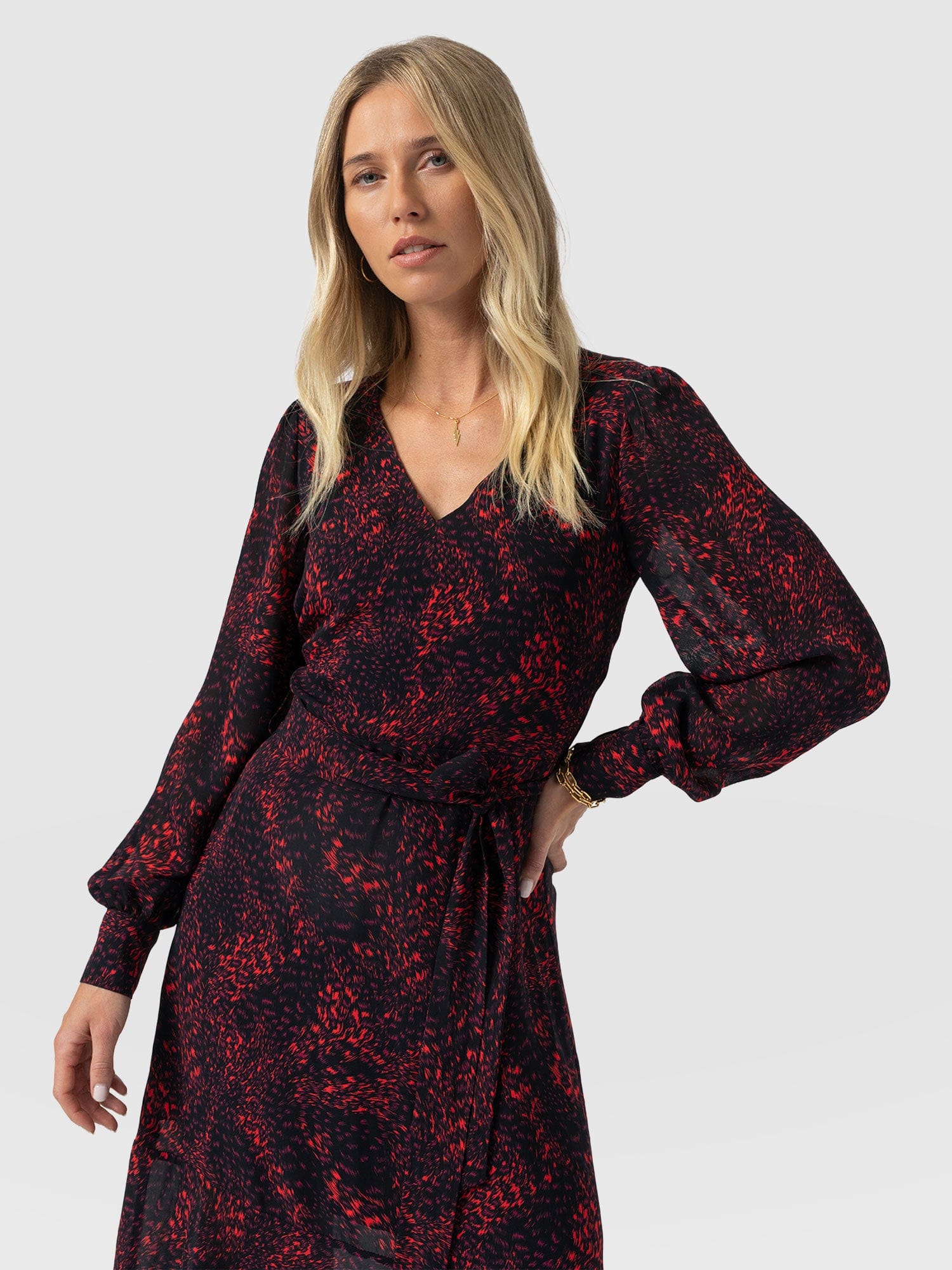 Allegra V Neck Dress - Red Fade Spot - Women's Dresses | Saint + Sofia® EU