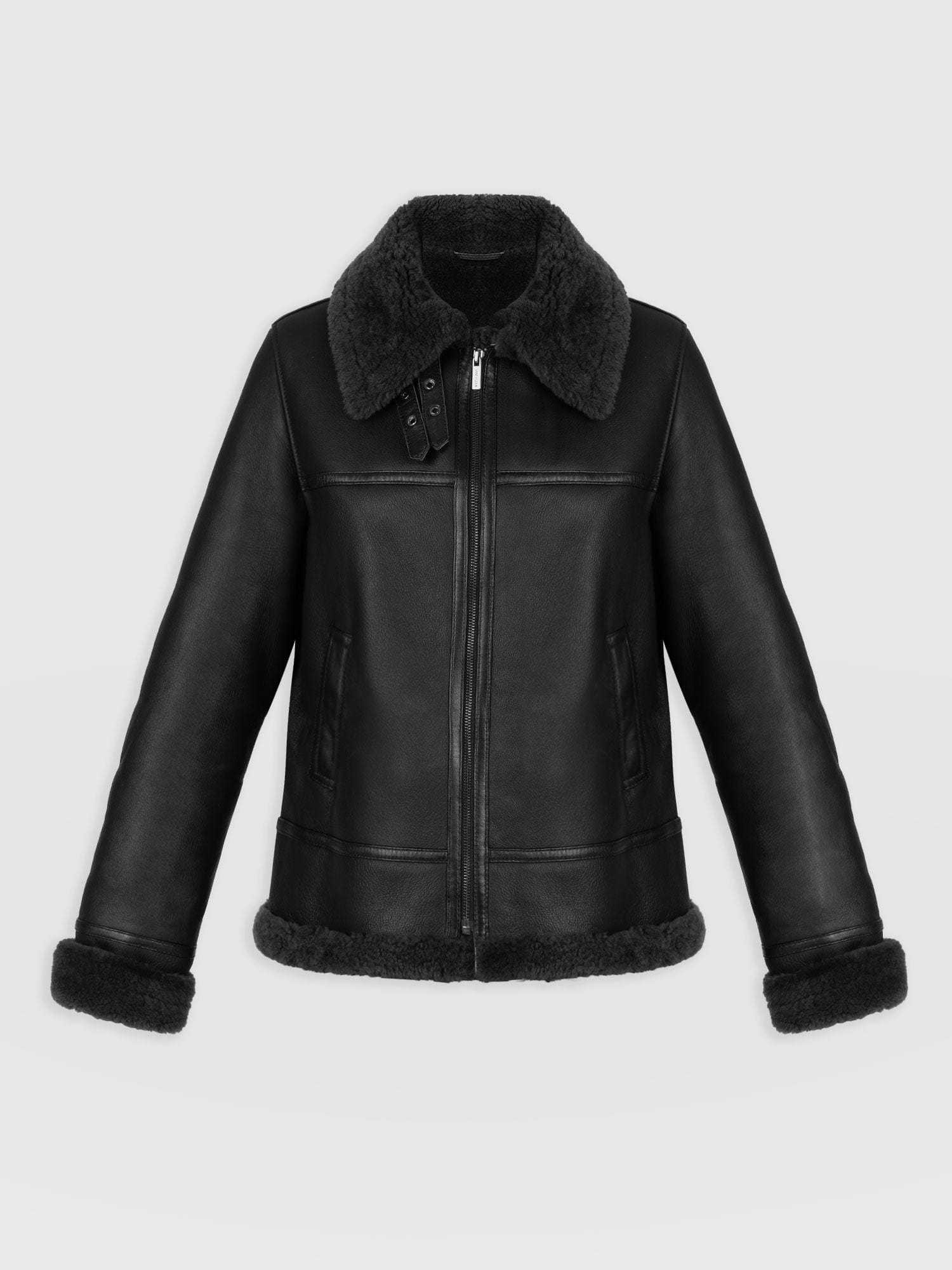 Amelia Aviator Jacket Black - Women's Leather Jackets | Saint + Sofia® EU