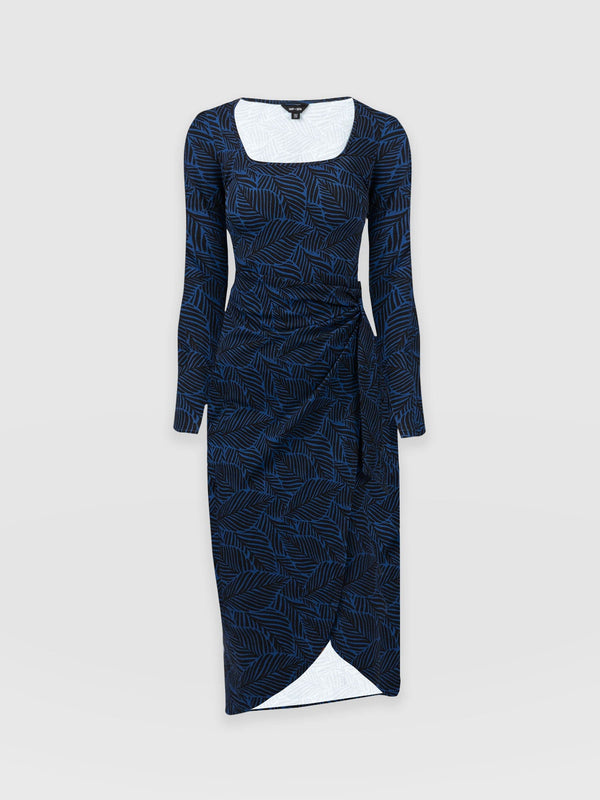 Amelia Wrap Dress Blue Leaf - Women's Dresses | Saint + Sofia® EU