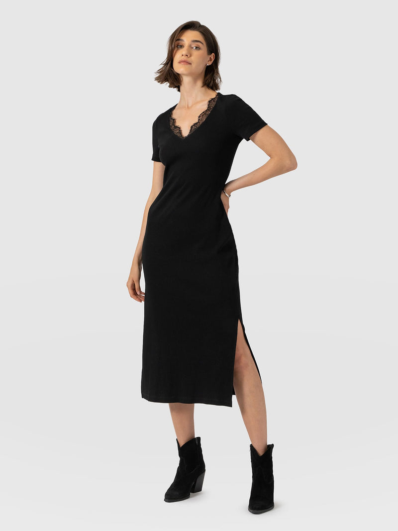 Andie V Neck Dress - Black Lace - Women's Dresses | Saint and Sofia® EU